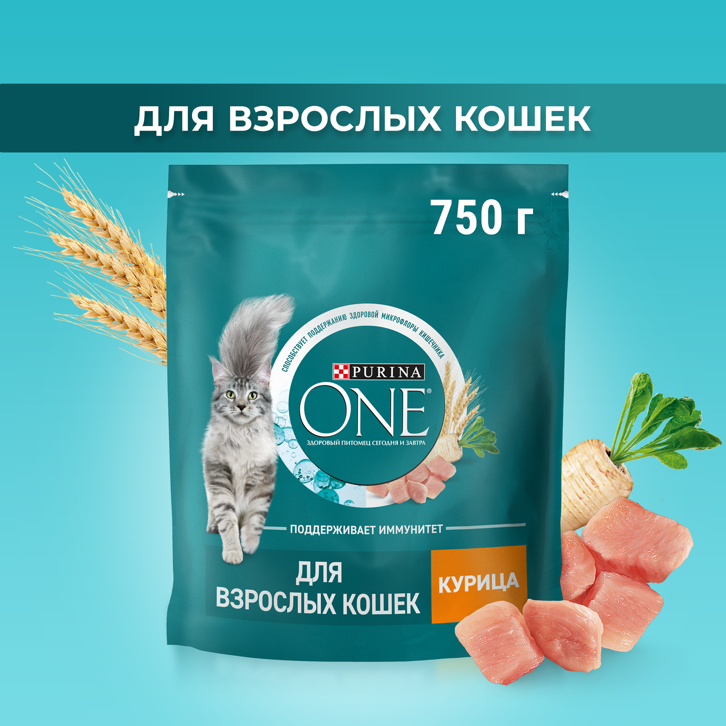 Сухой корм PURINA ONE® для взрослых кошек с курицей 750 г
