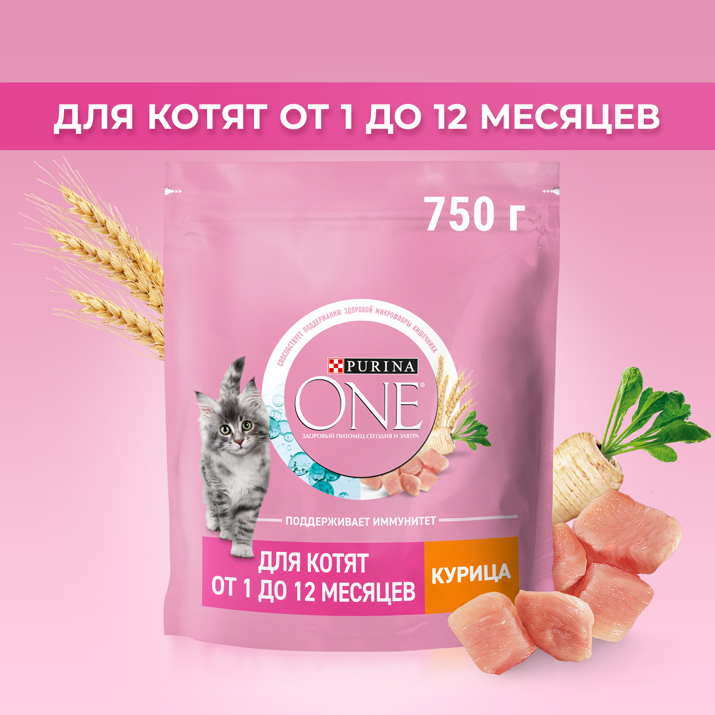 Сухой корм PURINA ONE® для котят с курицей 750 г