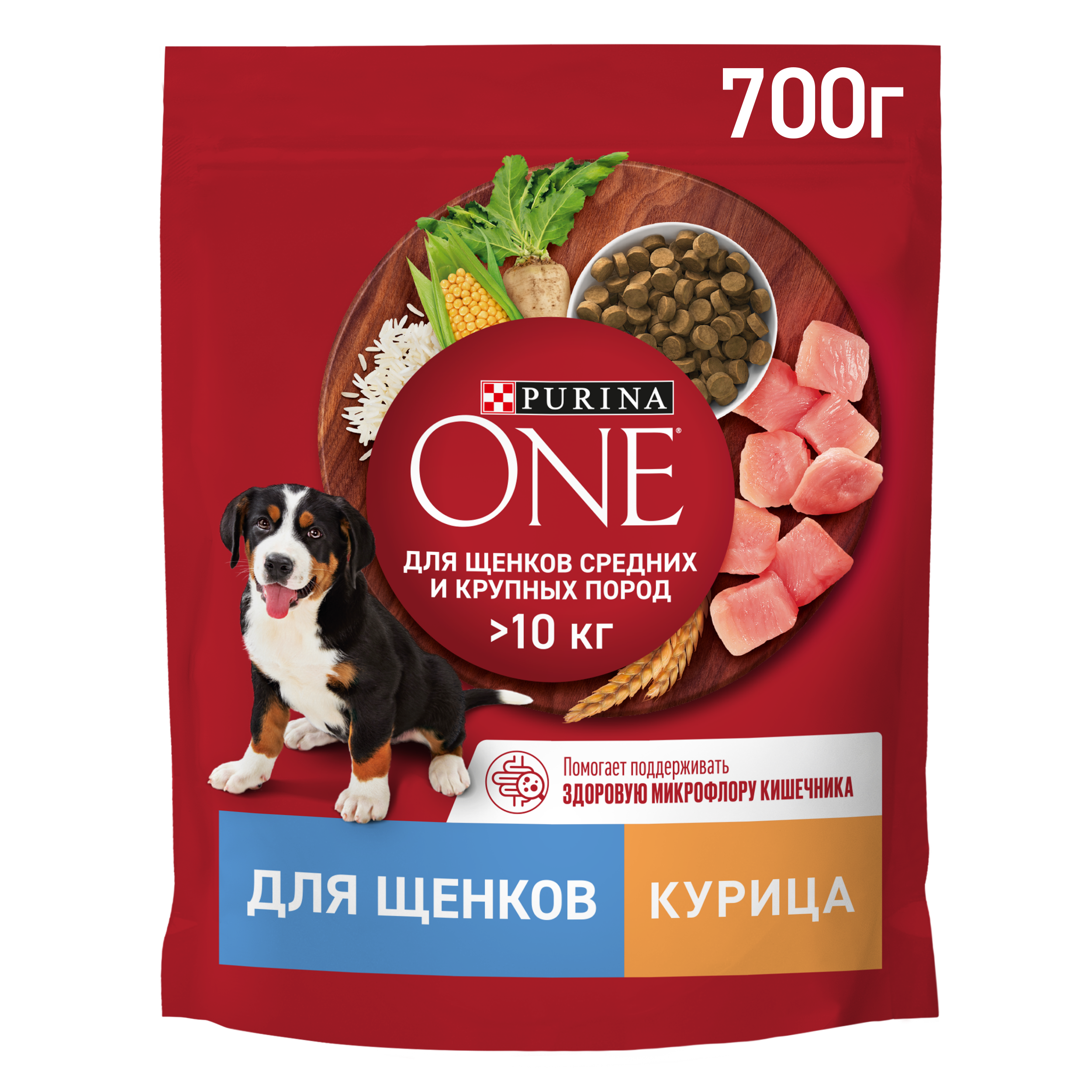 Сухой корм PURINA ONE® для щенков средних и крупных пород с курицей и рисом 700 г