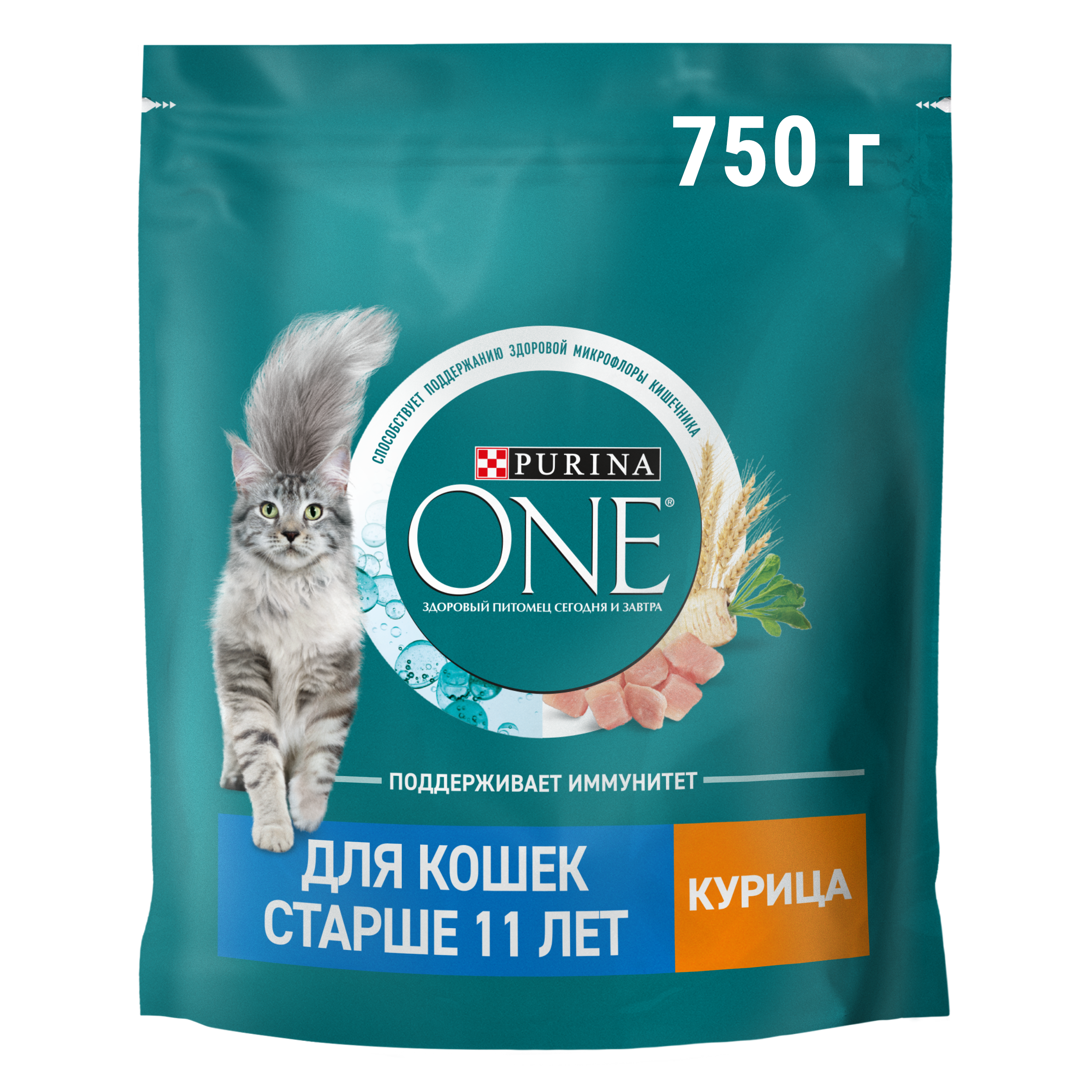 Сухой корм PURINA ONE® для пожилых кошек старше 11 лет с курицей 750 г