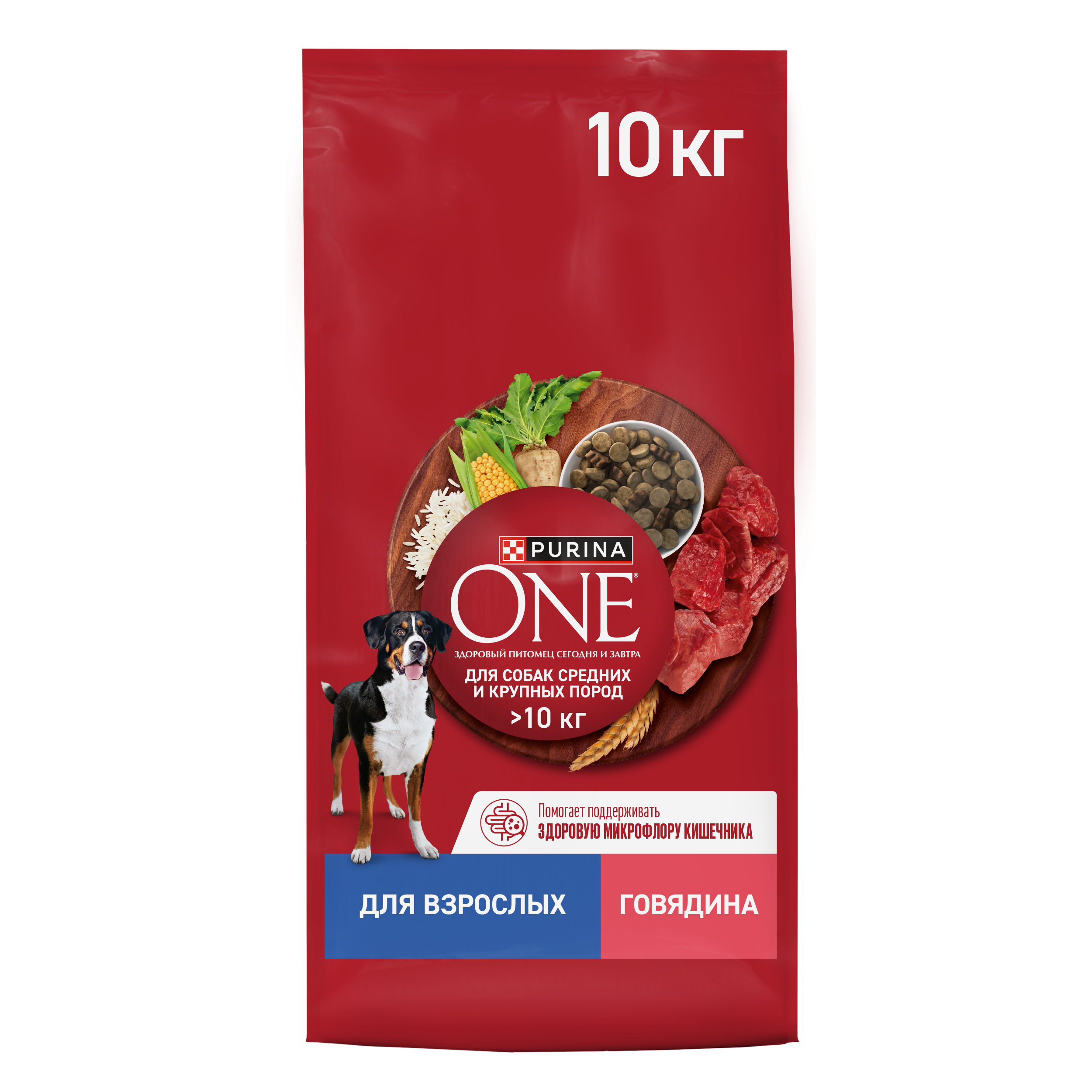 Сухой корм PURINA ONE® для взрослых собак средних и крупных пород, с говядиной и рисом 10кг