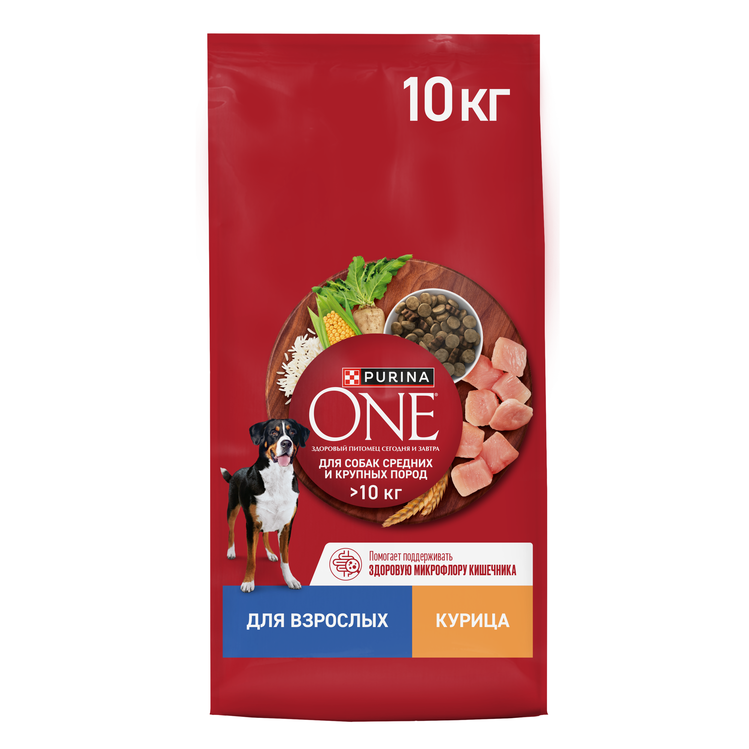 Сухой корм PURINA ONE® для взрослых собак средних и крупных пород с курицей и рисом, 10 кг