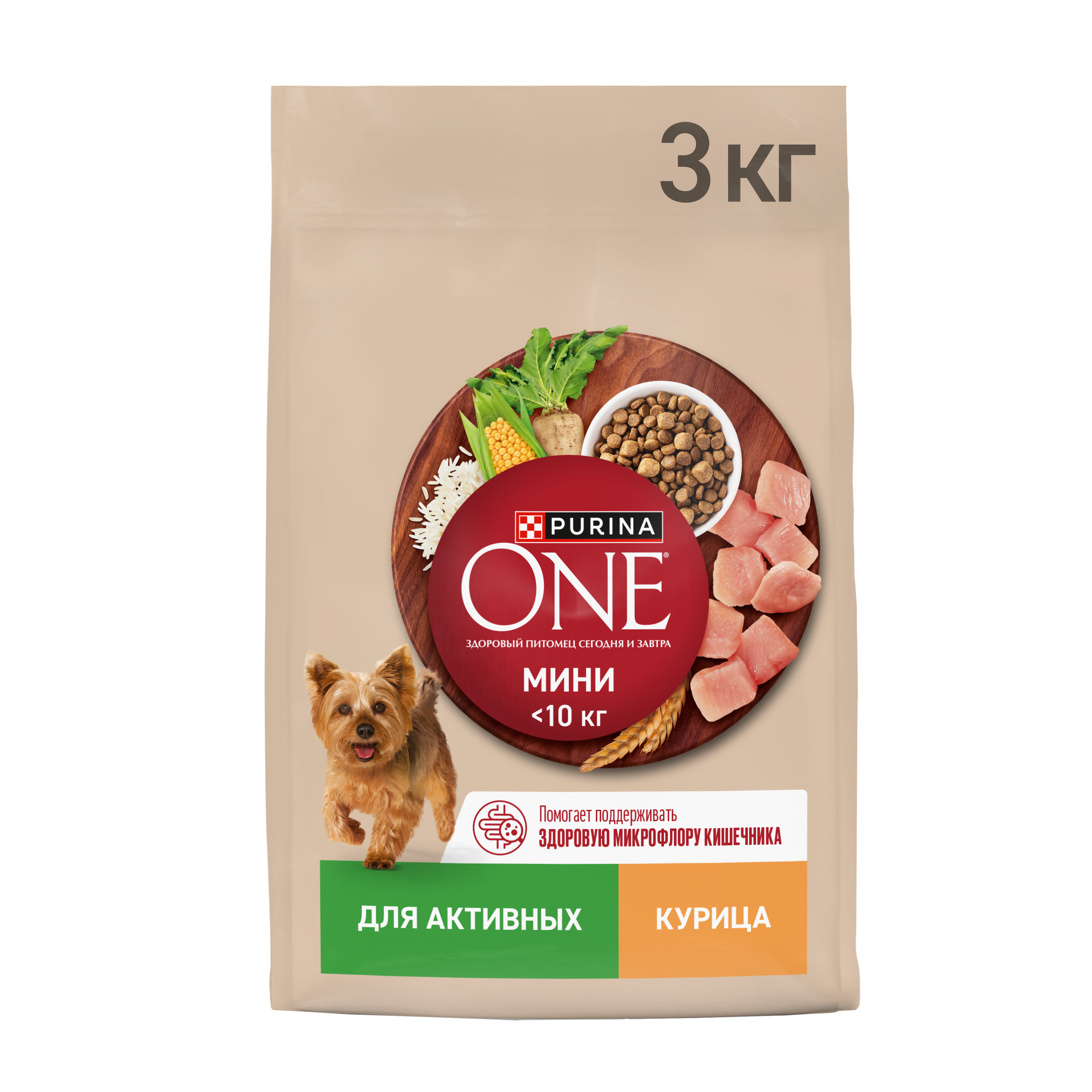 Сухой корм Purina ONE® МИНИ для активных собак мелких пород с курицей и с рисом, 3 кг