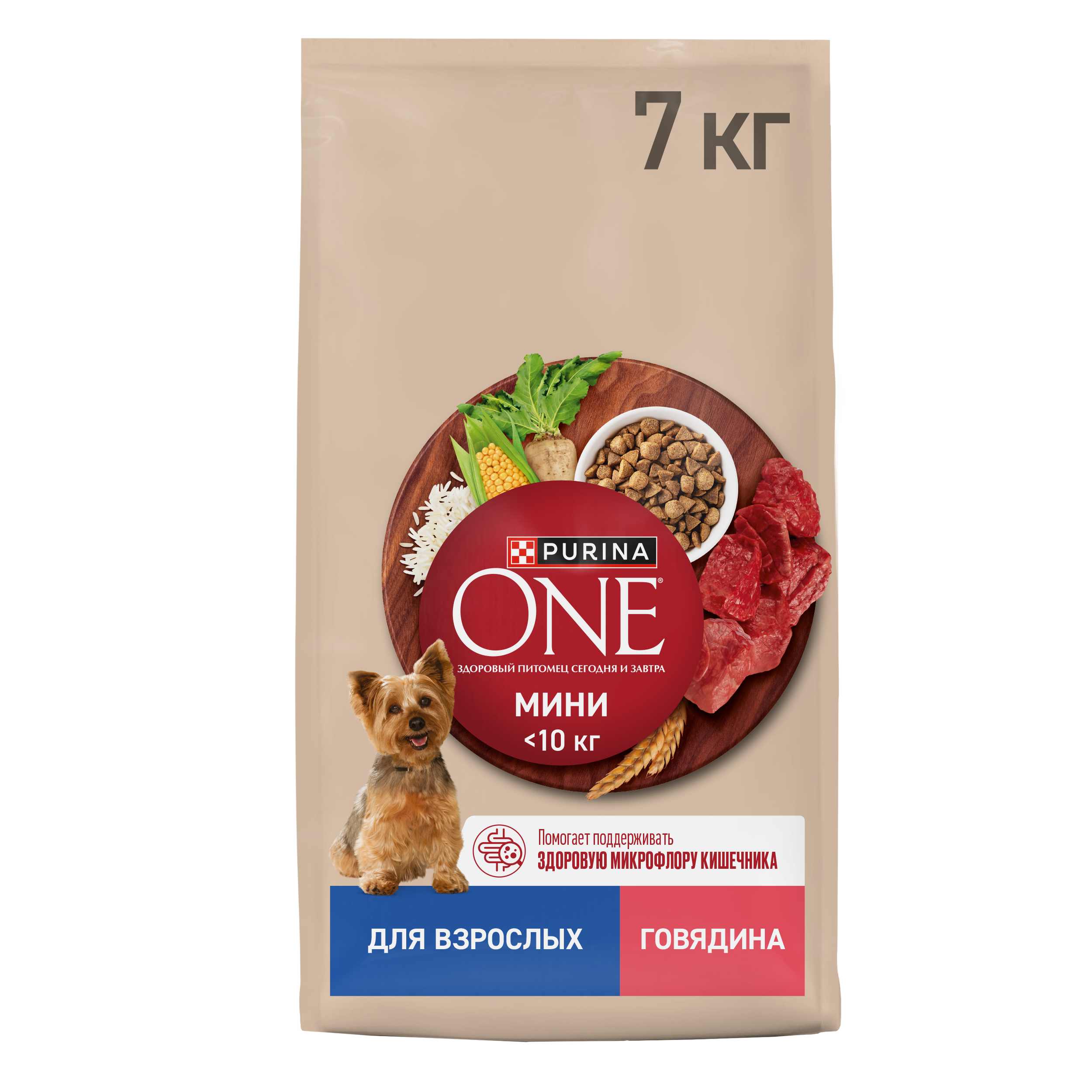 Сухой корм Purina ONE® МИНИ для взрослых собак мелких пород с говядиной и с рисом, 7кг