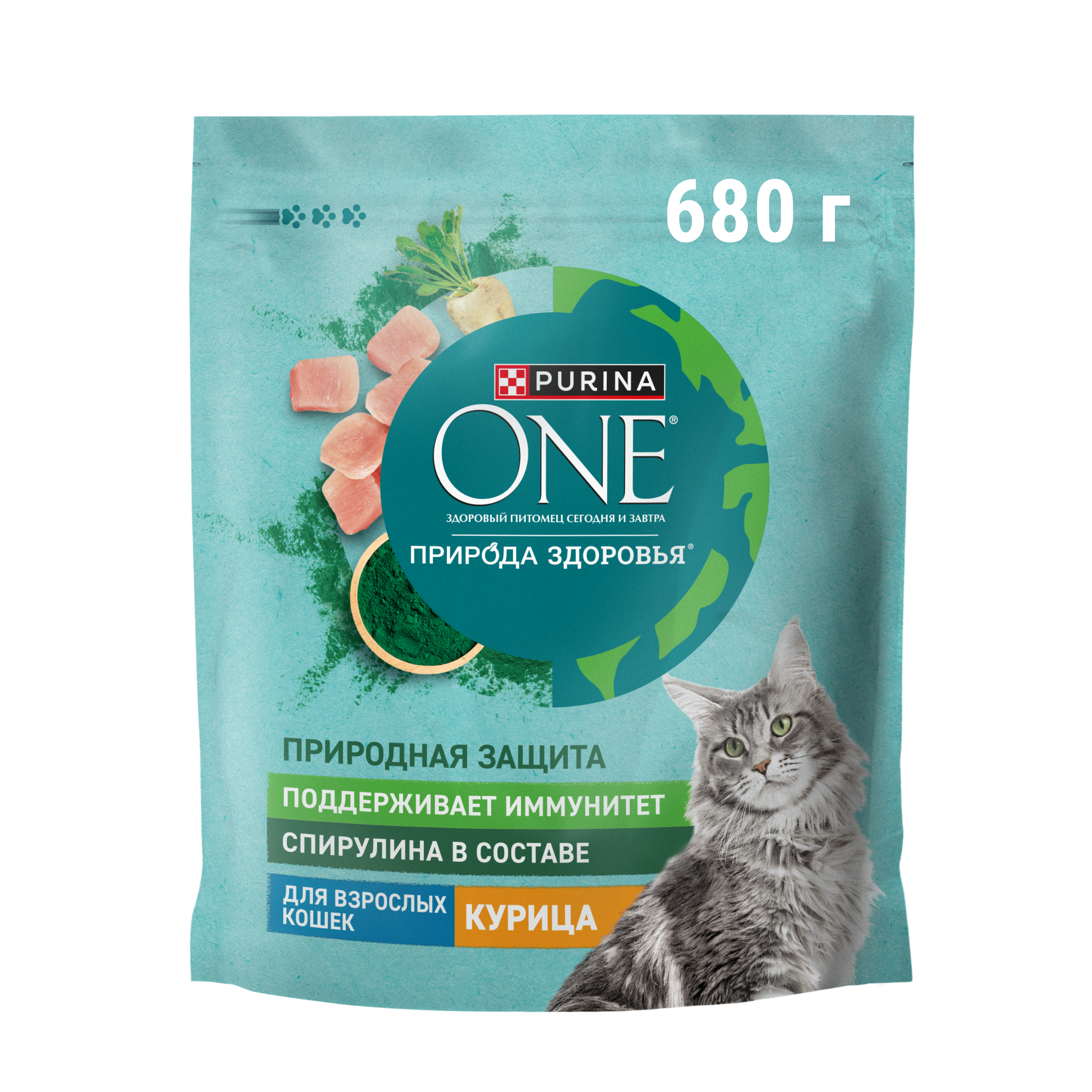 Сухой корм PURINA ONE® Природа Здоровья® для взрослых кошек с курицей, 680 г