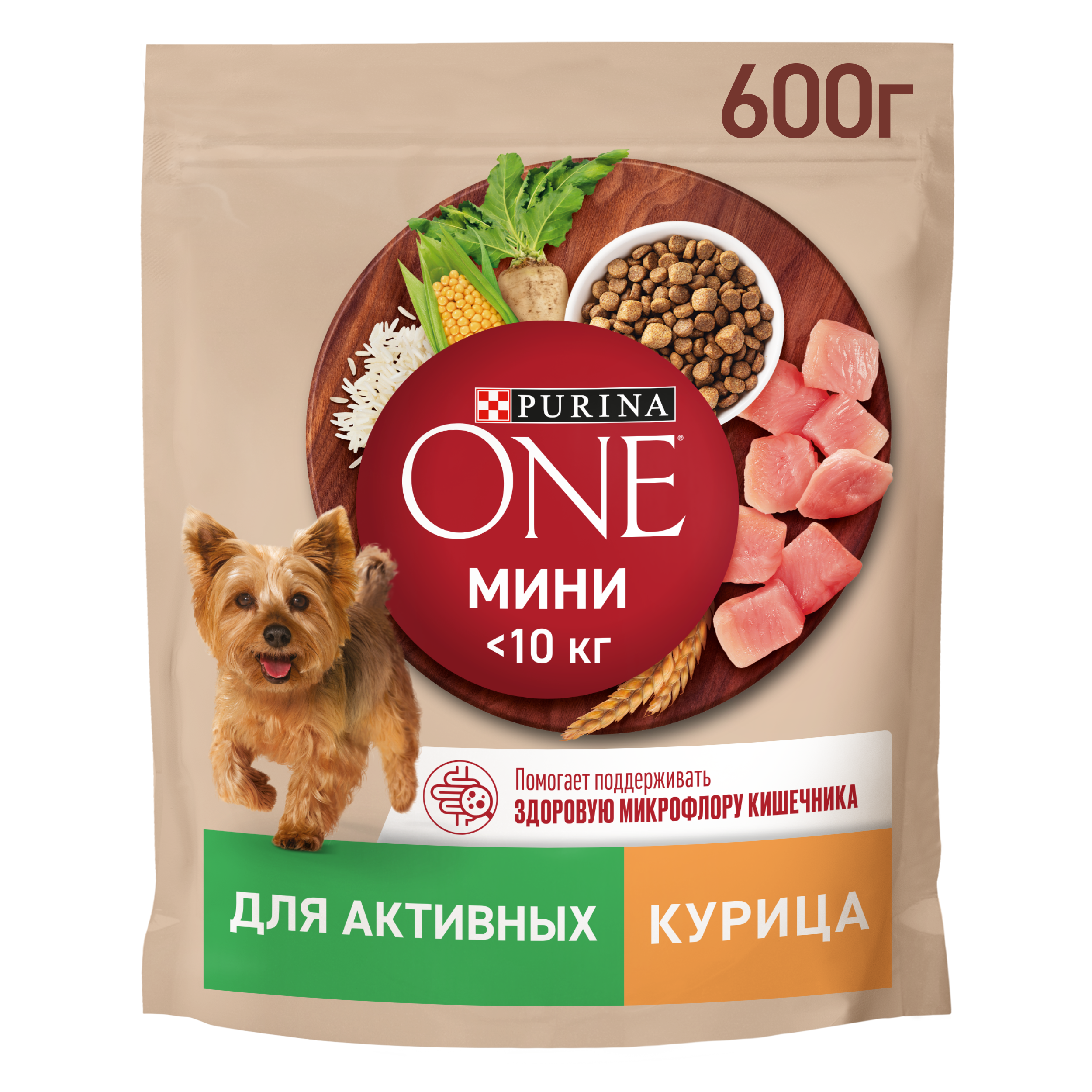 Сухой корм Purina ONE® МИНИ для активных собак мелких пород с курицей и рисом 600 г