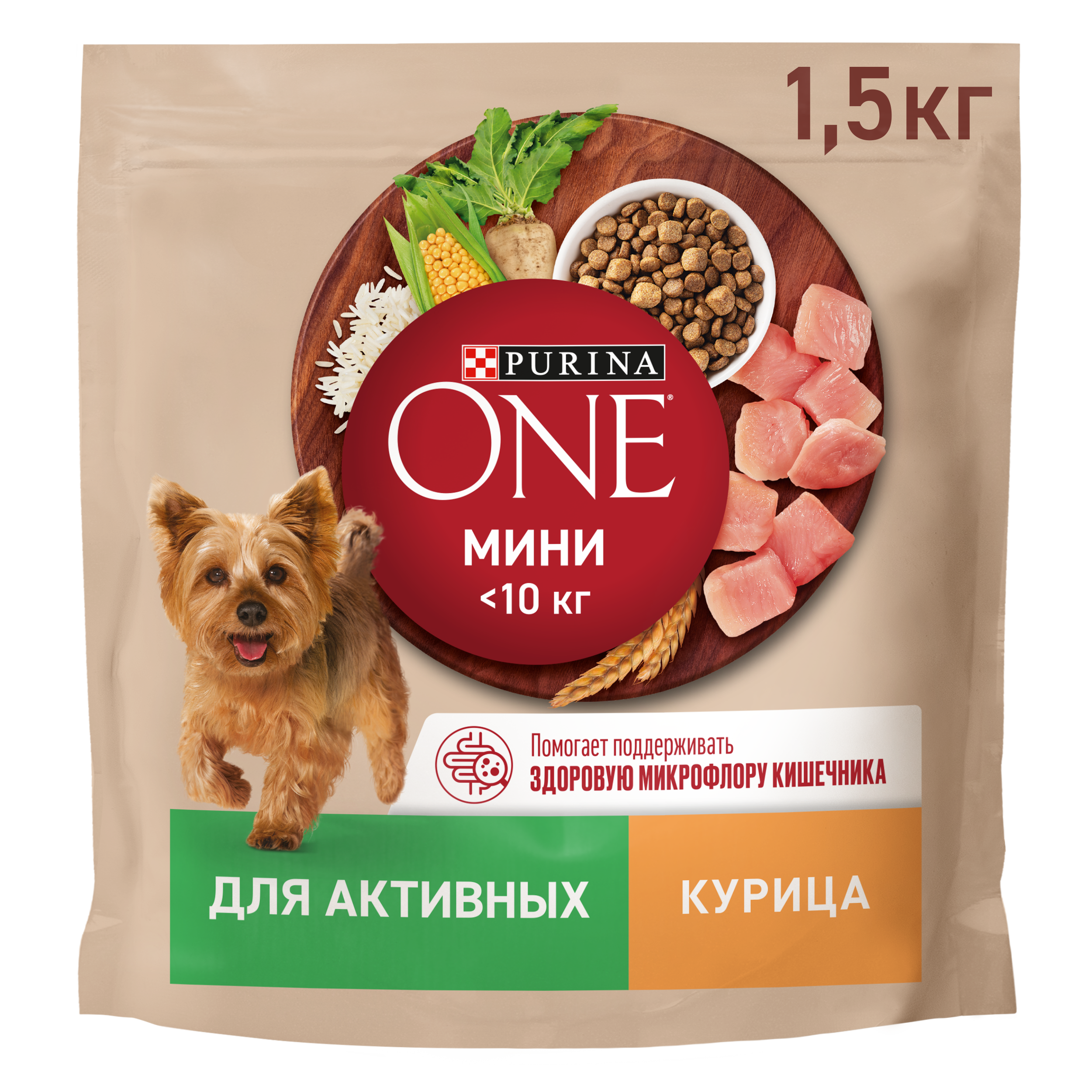 Сухой корм Purina ONE® МИНИ для активных собак мелких пород с курицей и рисом 1.5кг