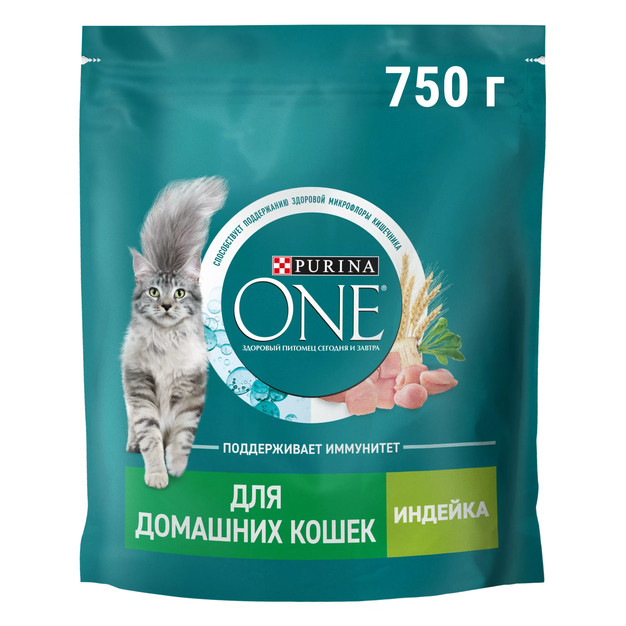 Купить Сухой корм Purina ONE® для домашних кошек с индейкой и