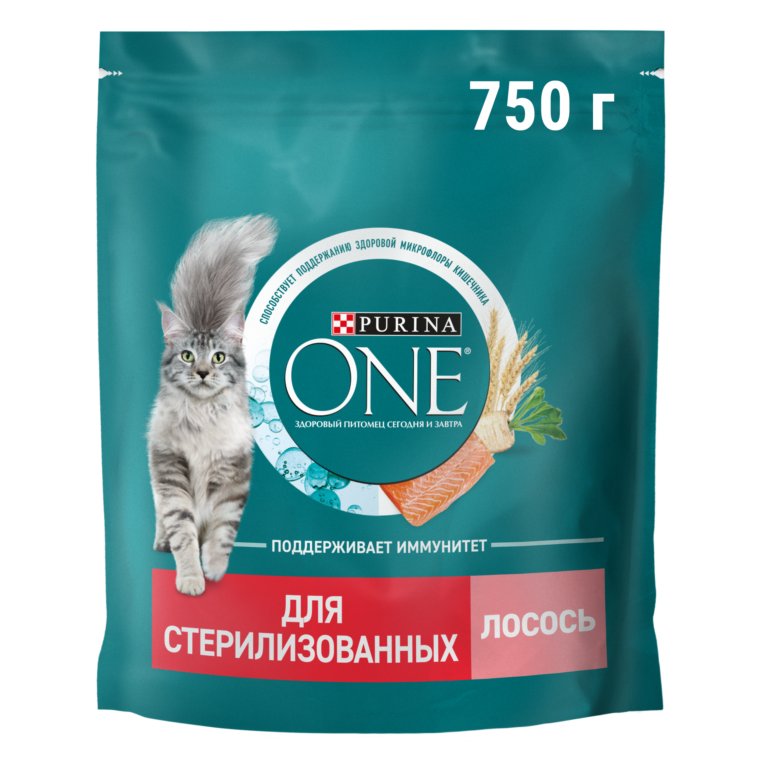 Сухой корм PURINA ONE® для стерилизованных кошек и кастрированных котов с лососем 750 г