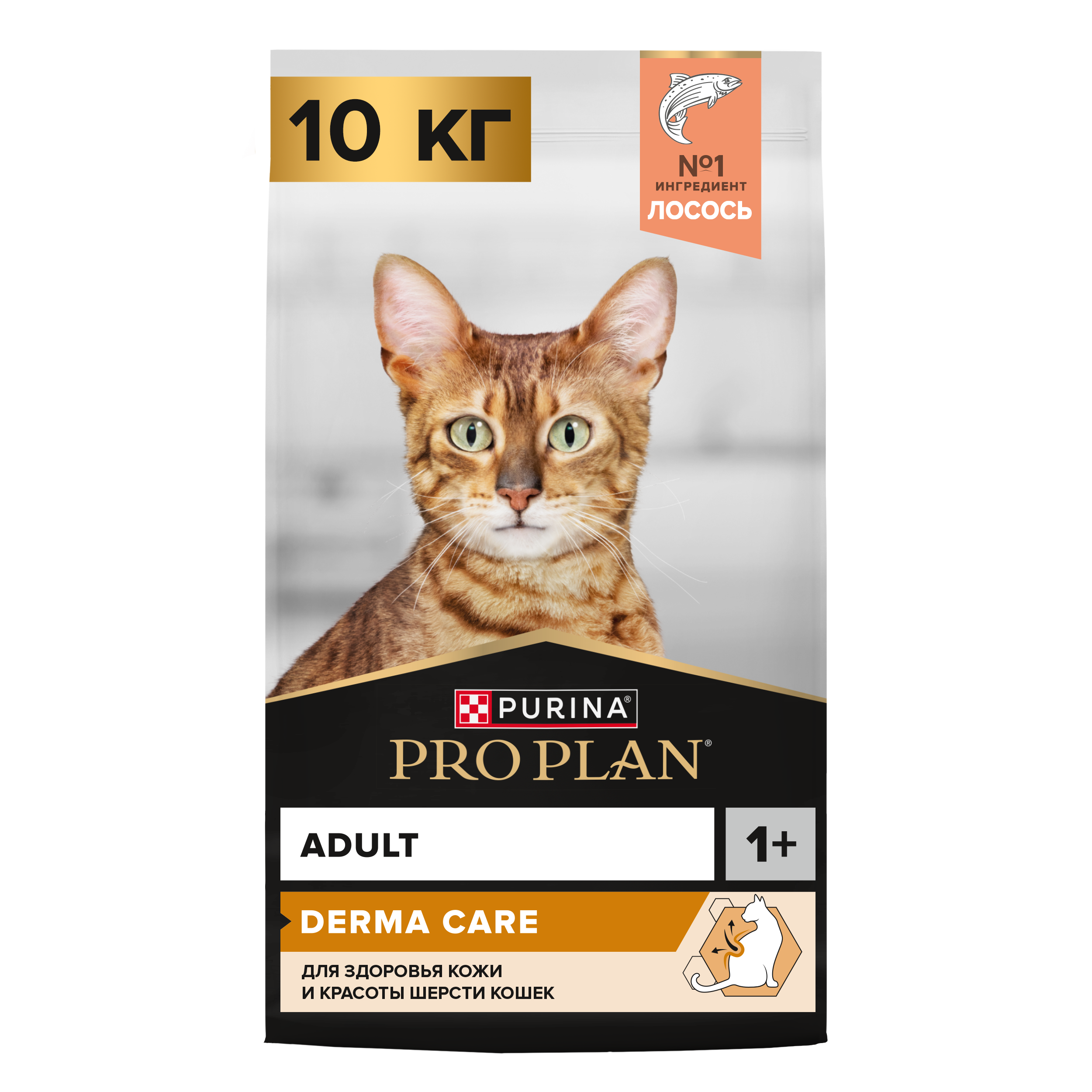 Сухой корм PRO PLAN® DERMA CARE для кошек для здоровья кожи и красоты шерсти с лососем 10 кг