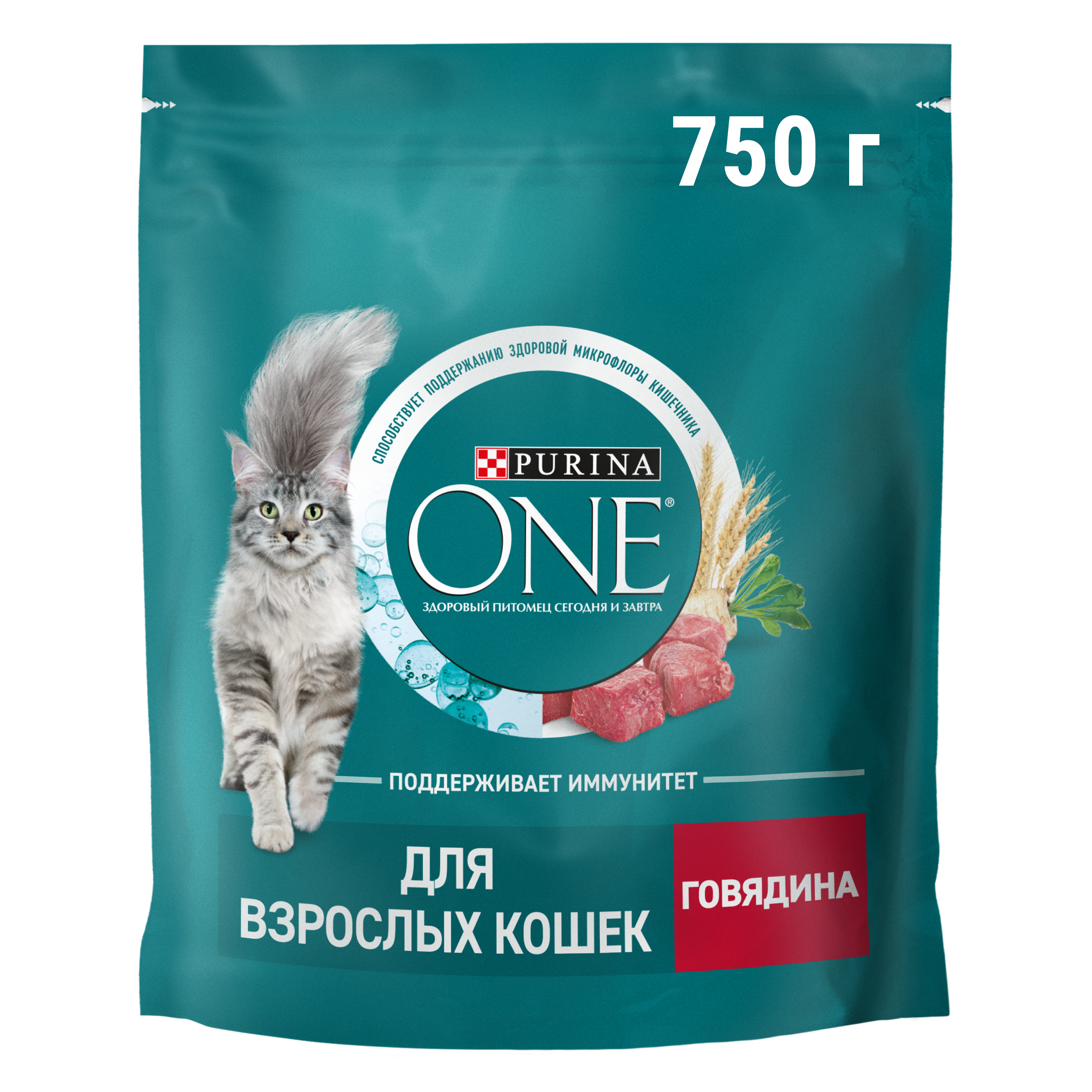 Сухой корм PURINA ONE® для взрослых кошек с говядиной 750 г