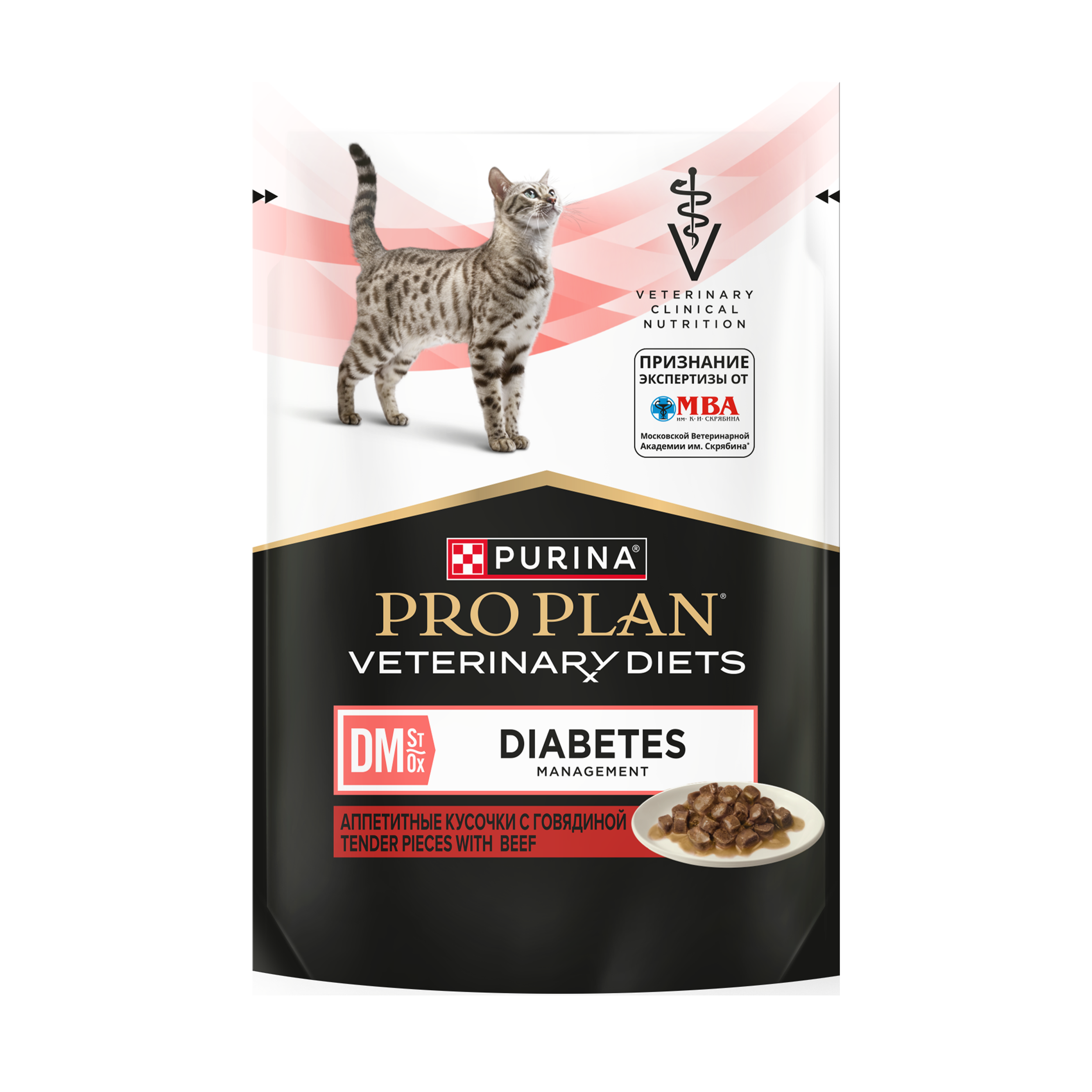 Влажный корм для котят и взрослых кошек диетический PRO PLAN® VETERINARY DIETS DM St/Ox Diabetes Management при диабете с говядиной, 85 г x 26 шт.