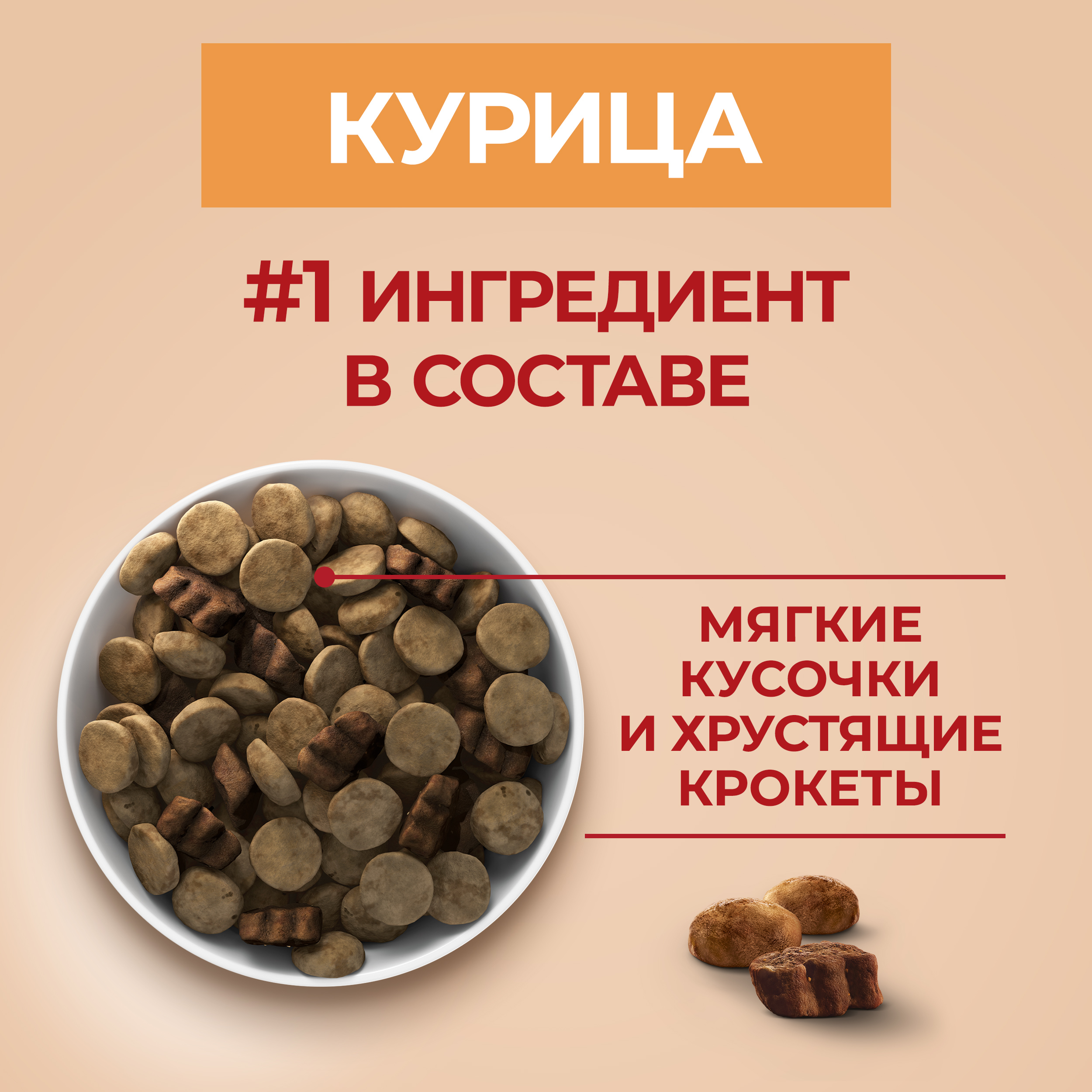 Сухой корм PURINA ONE® для взрослых собак средних и крупных пород с курицей и рисом, 10 кг