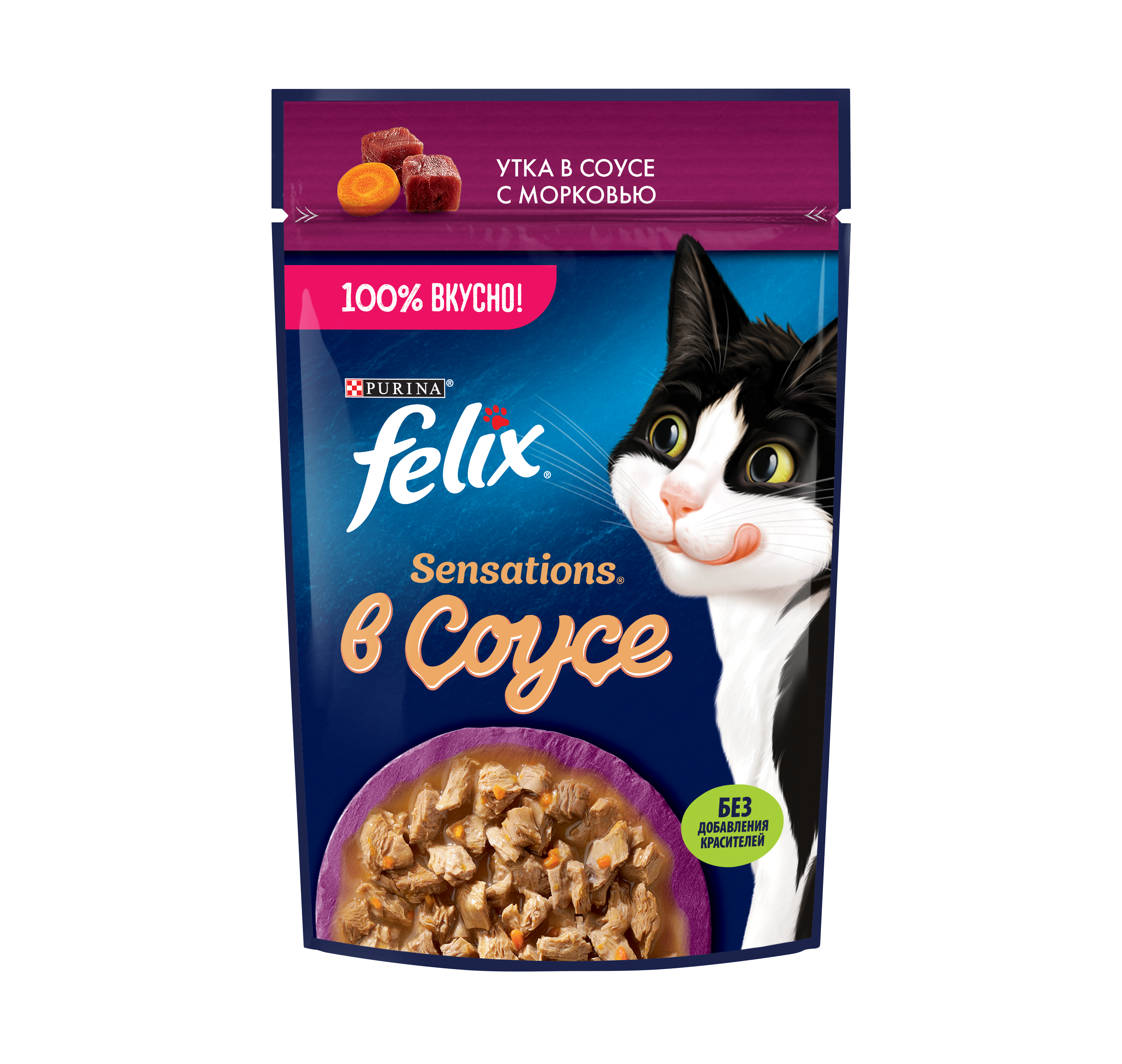 Влажный корм FELIX® Sensations с уткой в соусе с морковью 75 г х 26 шт
