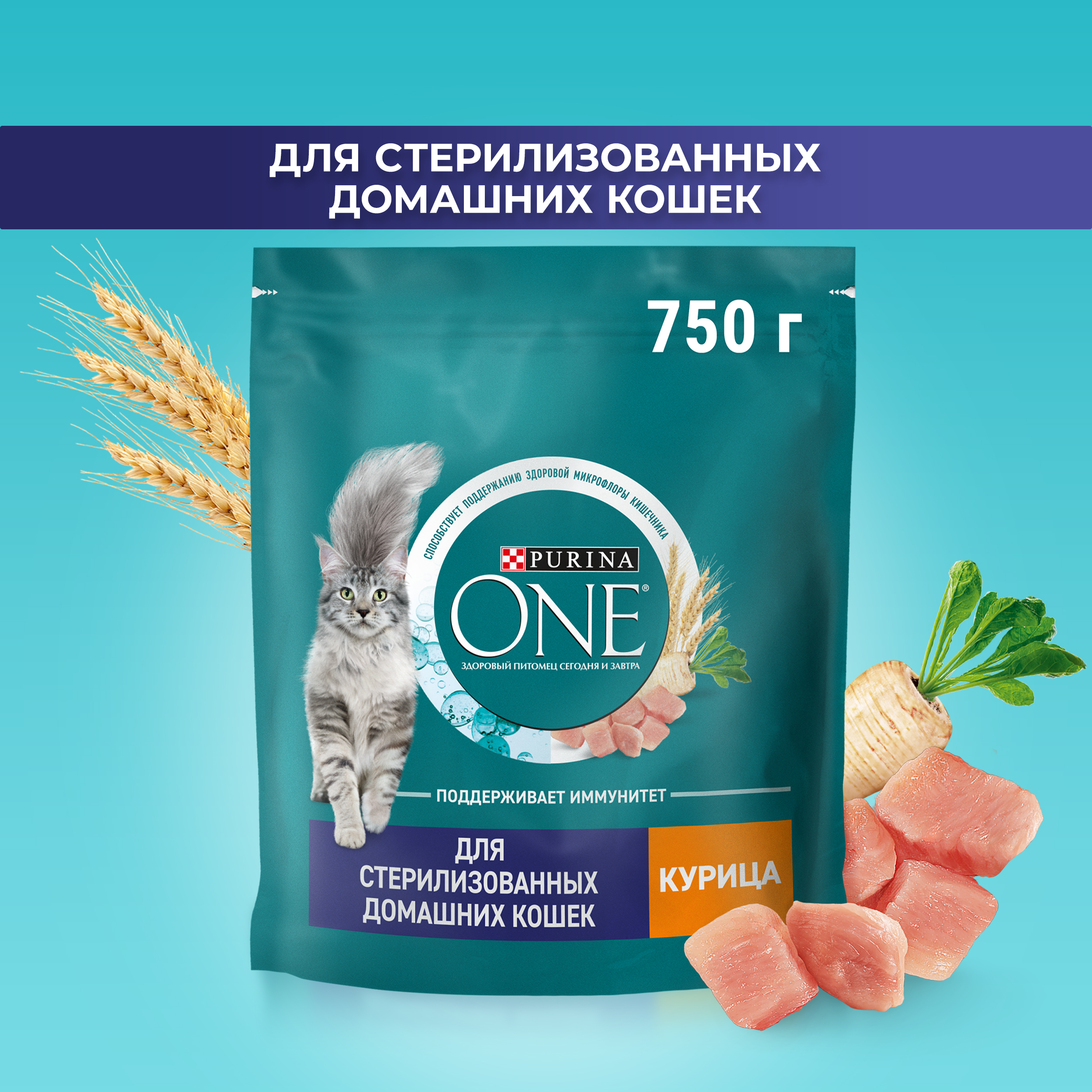 Сухой корм PURINA ONE® для стерилизованных домашних кошек с курицей 750 г