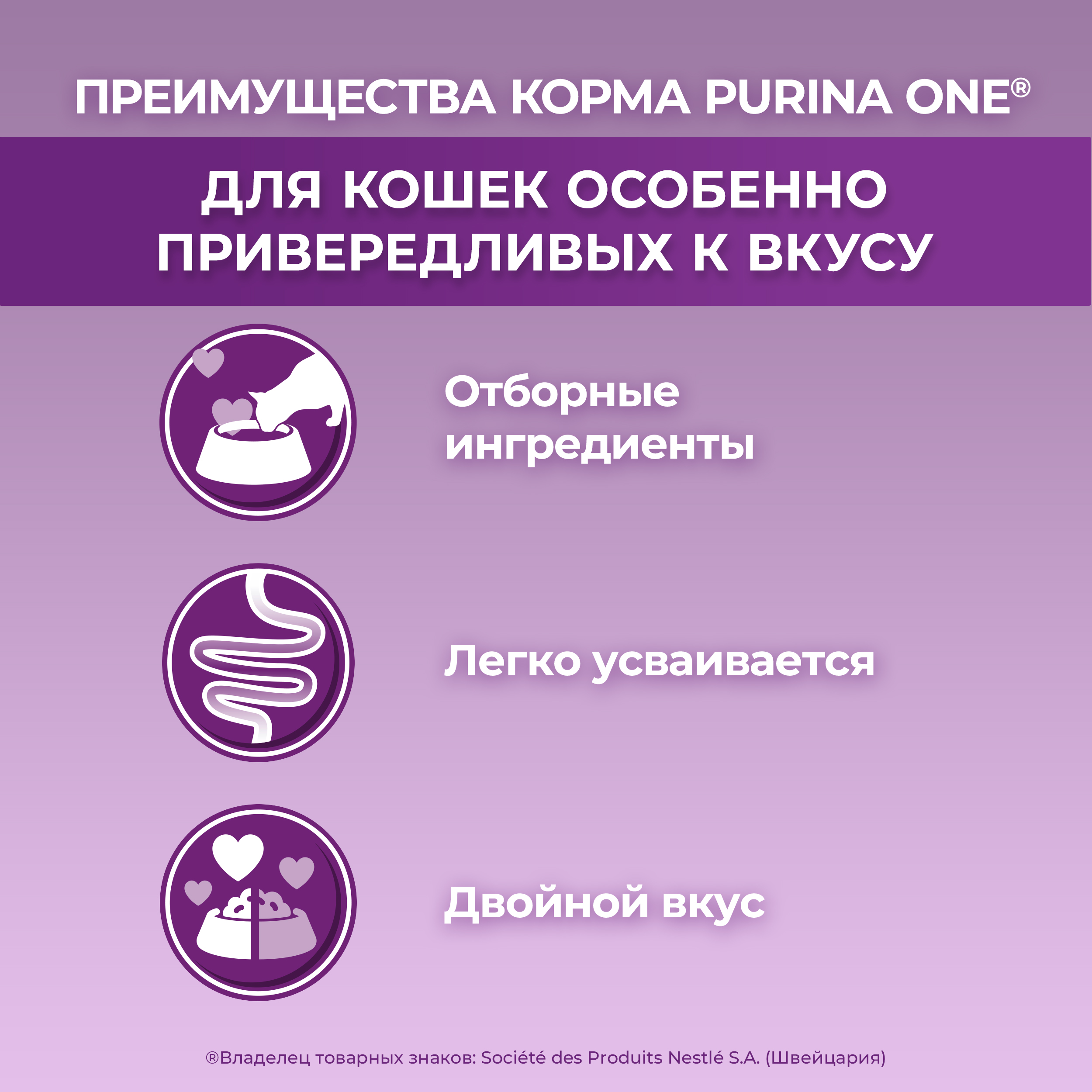 Сухой корм PURINA ONE® для кошек особенно привередливых к вкусу с уткой и печенью, 750 г