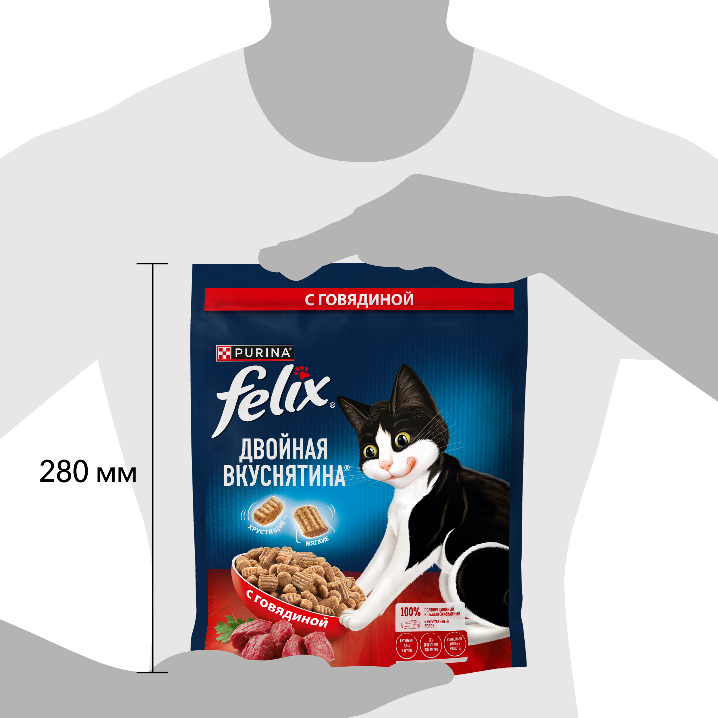 Сухой корм FELIX® Двойная Вкуснятина для кошек с говядиной 600 г