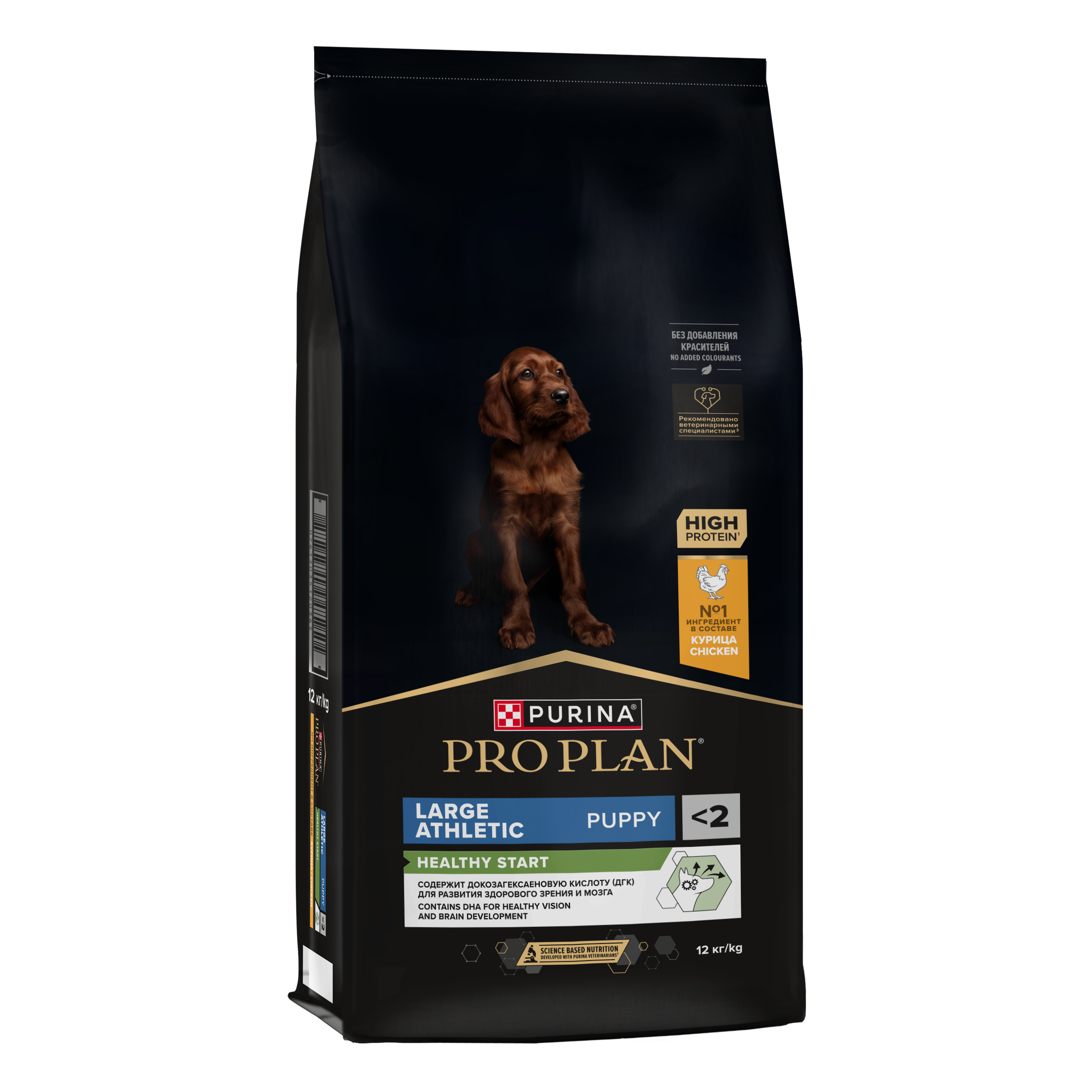Сухой корм PRO PLAN® HEALTHY START® для щенков крупных пород с атлетическим телосложением, c курицей, 12 кг