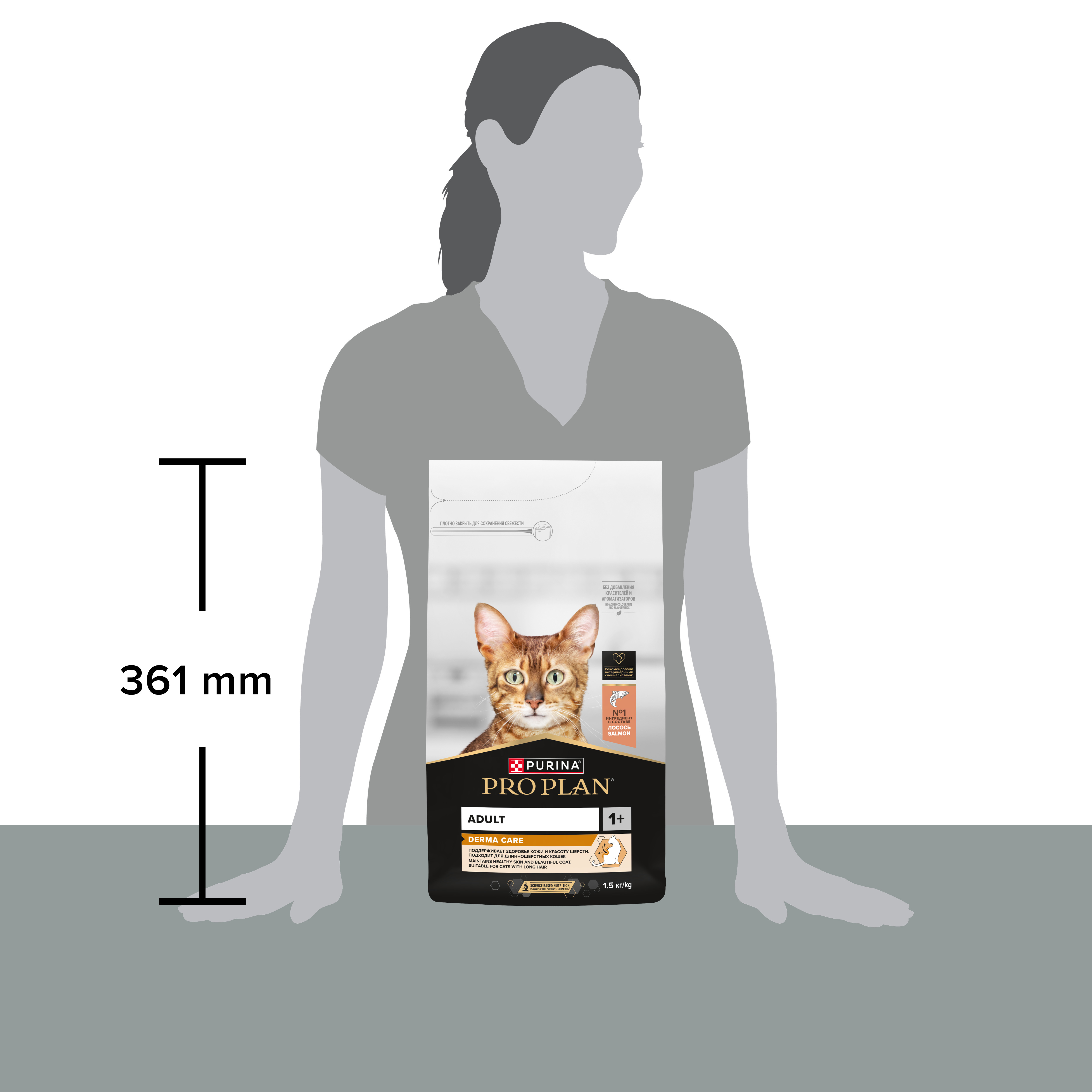 Сухой корм PRO PLAN® DERMA CARE  для кошек для здоровья кожи и красоты шерсти с лососем, 1.5 кг