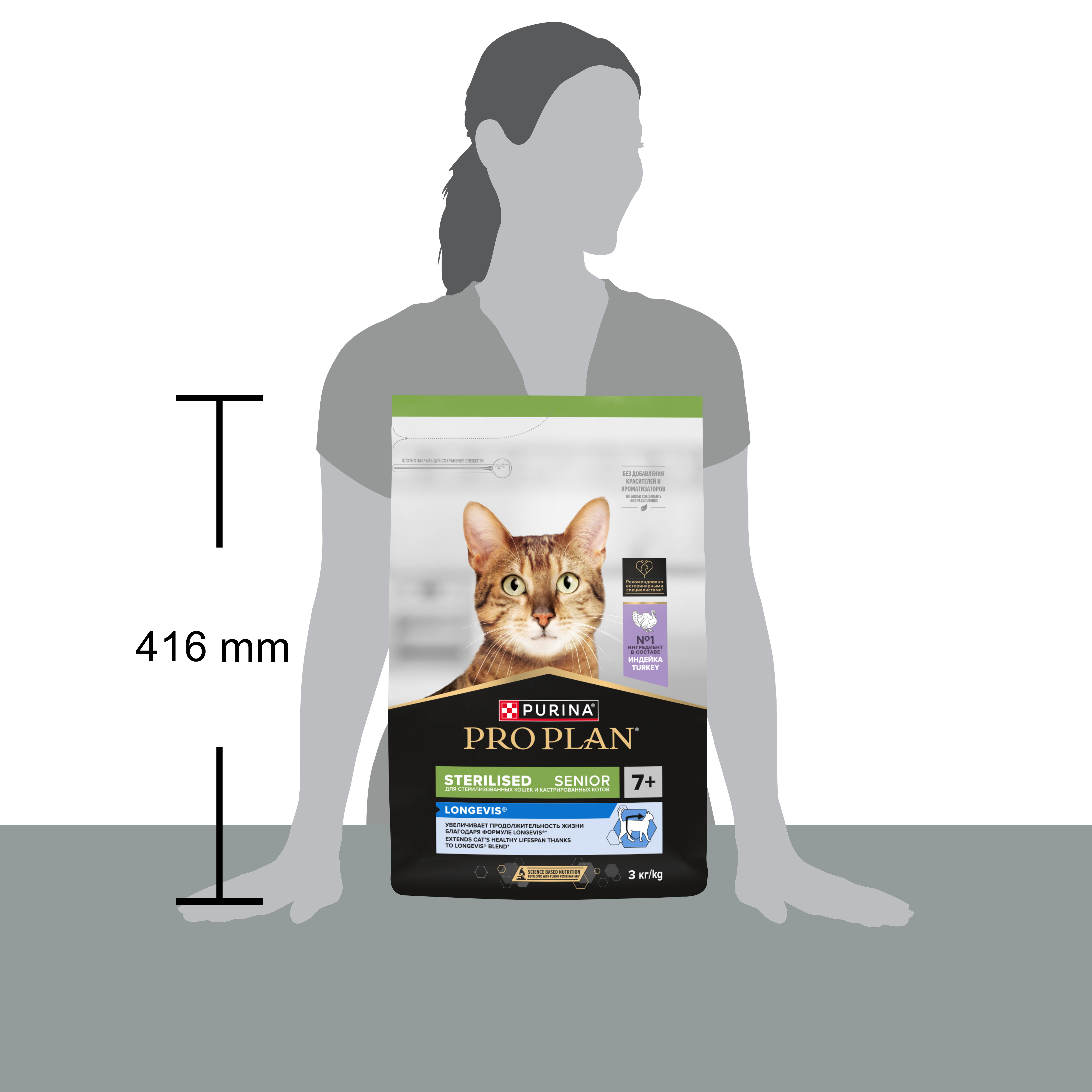 Сухой корм PRO PLAN® Sterilised LONGEVIS® для стерилизованных кошек старше 7 лет с индейкой, 3 кг