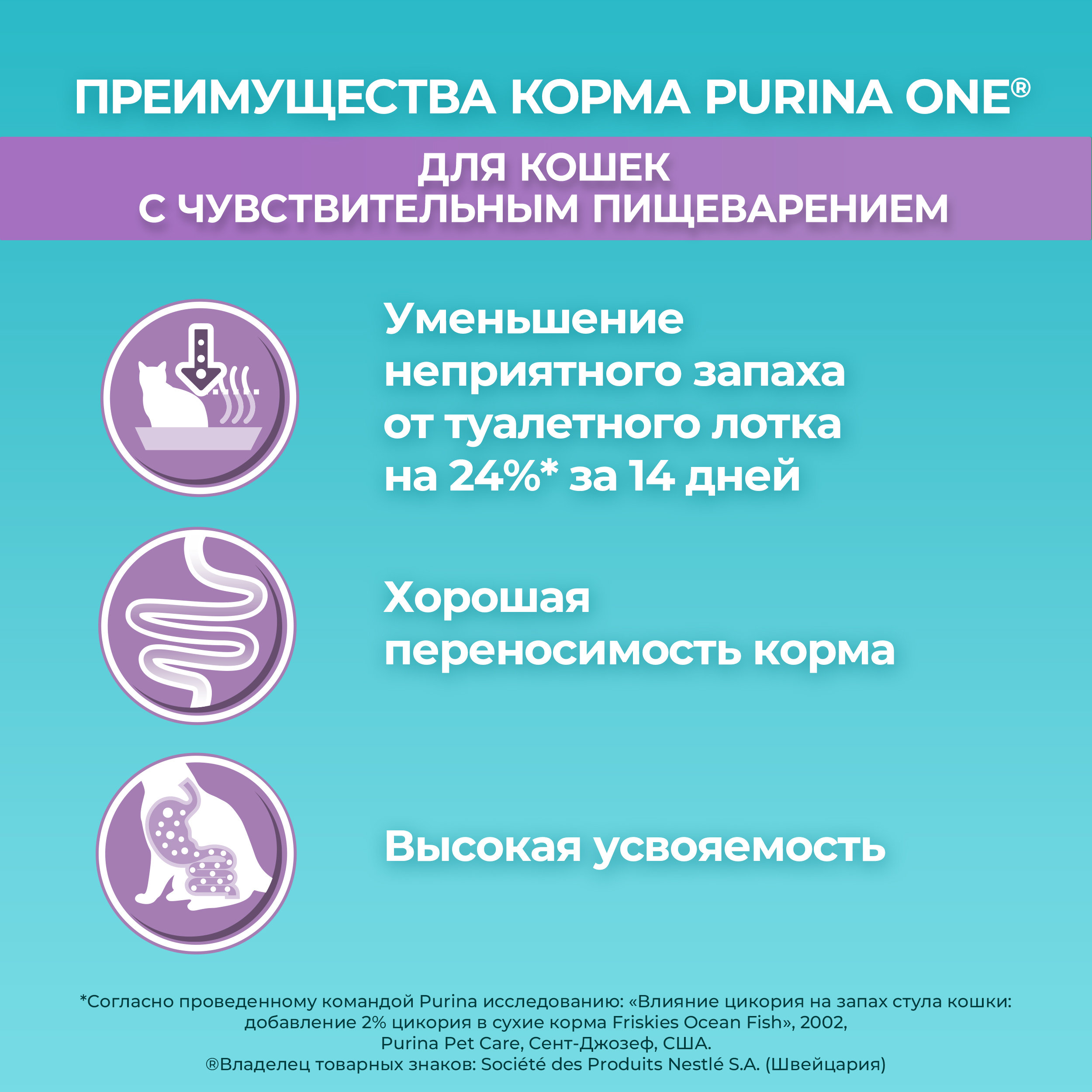 Сухой корм PURINA ONE® для взрослых кошек для чувствительного пищеварения с индейкой 750 г