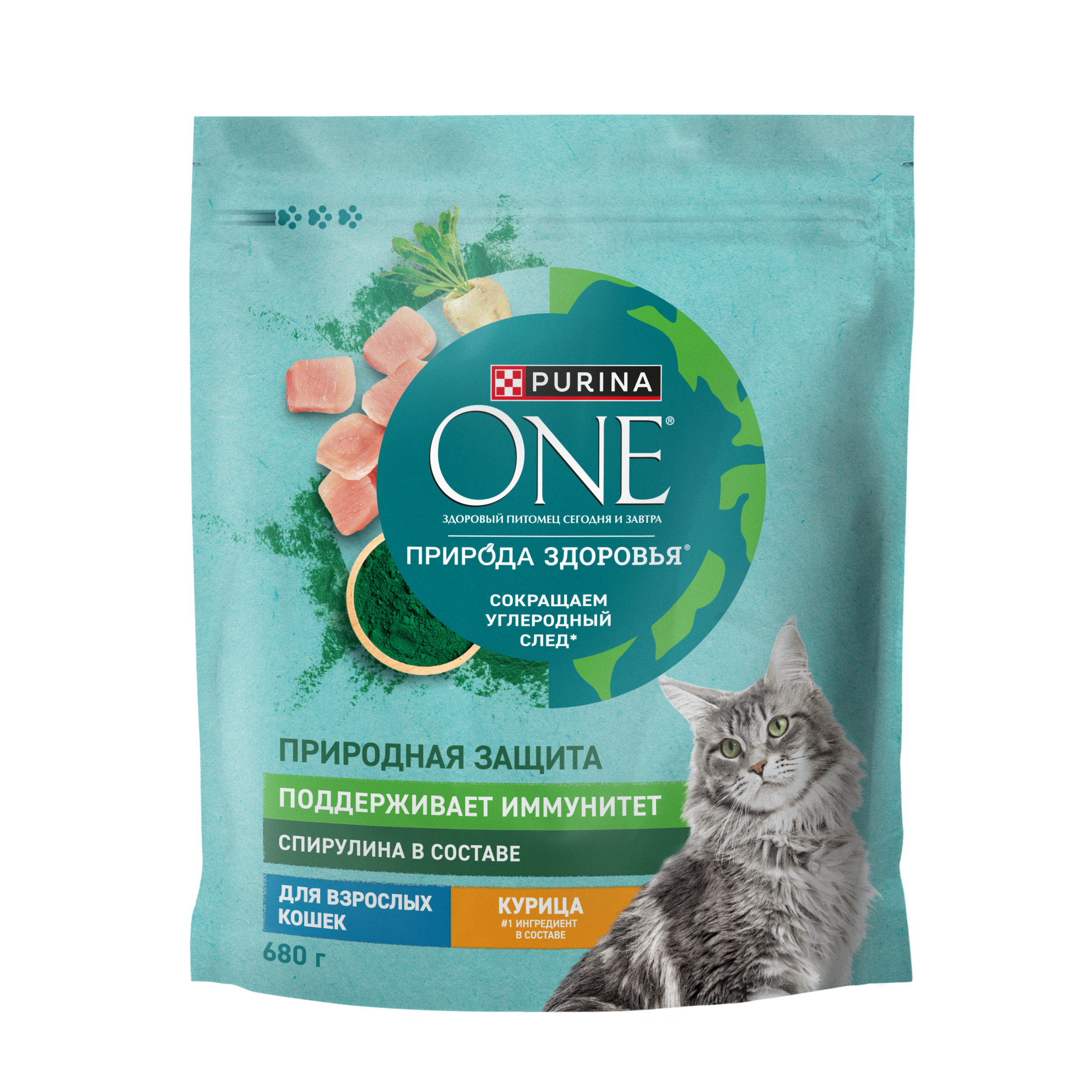 Сухой корм PURINA ONE® Природа Здоровья® для взрослых кошек с курицей, 680 г