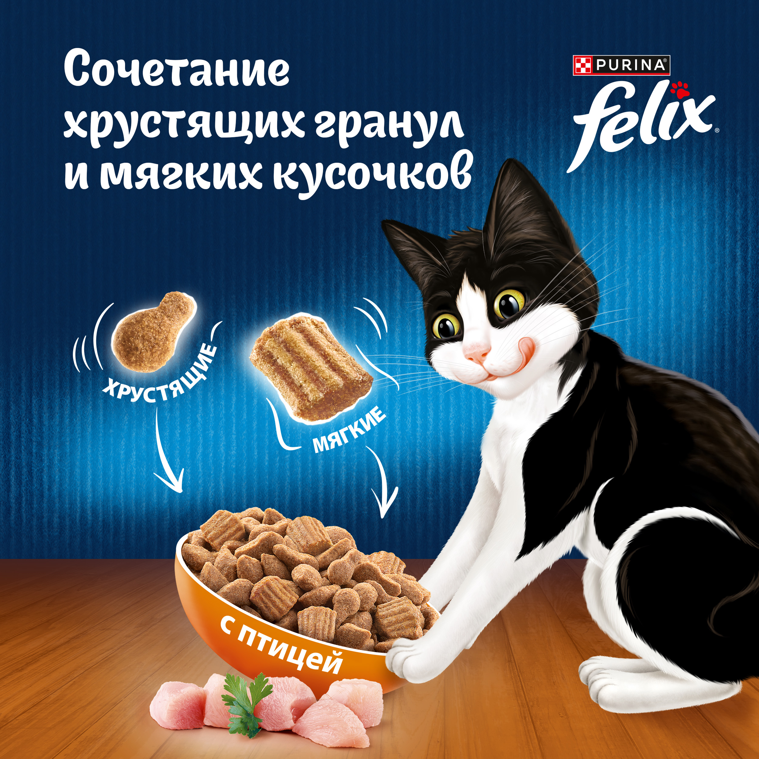 Сухой корм FELIX® Двойная Вкуснятина для кошек с птицей 600 г