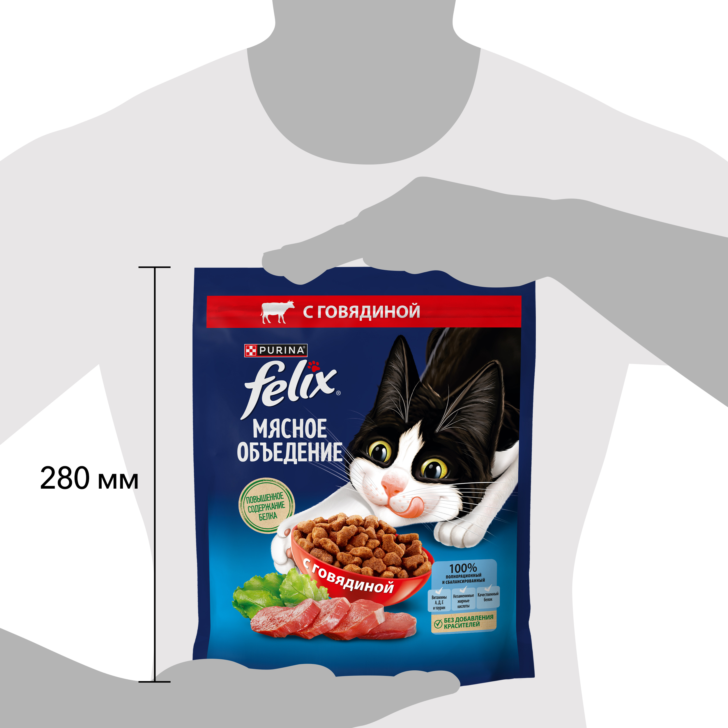 Сухой корм для кошек FELIX® Мясное объедение с говядиной 600 г