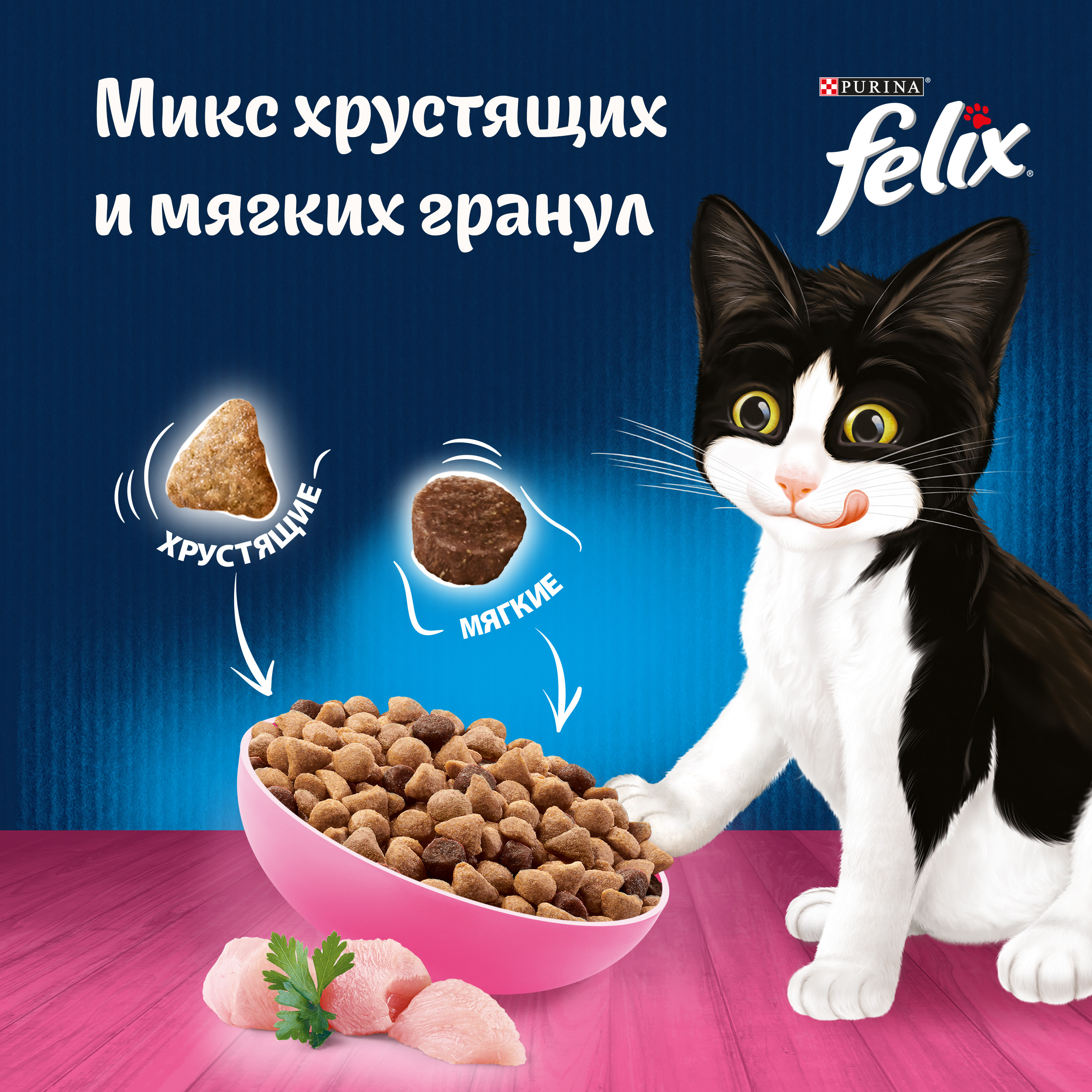 Сухой корм FELIX® Двойная Вкуснятина для котят до года, с курочкой 600г