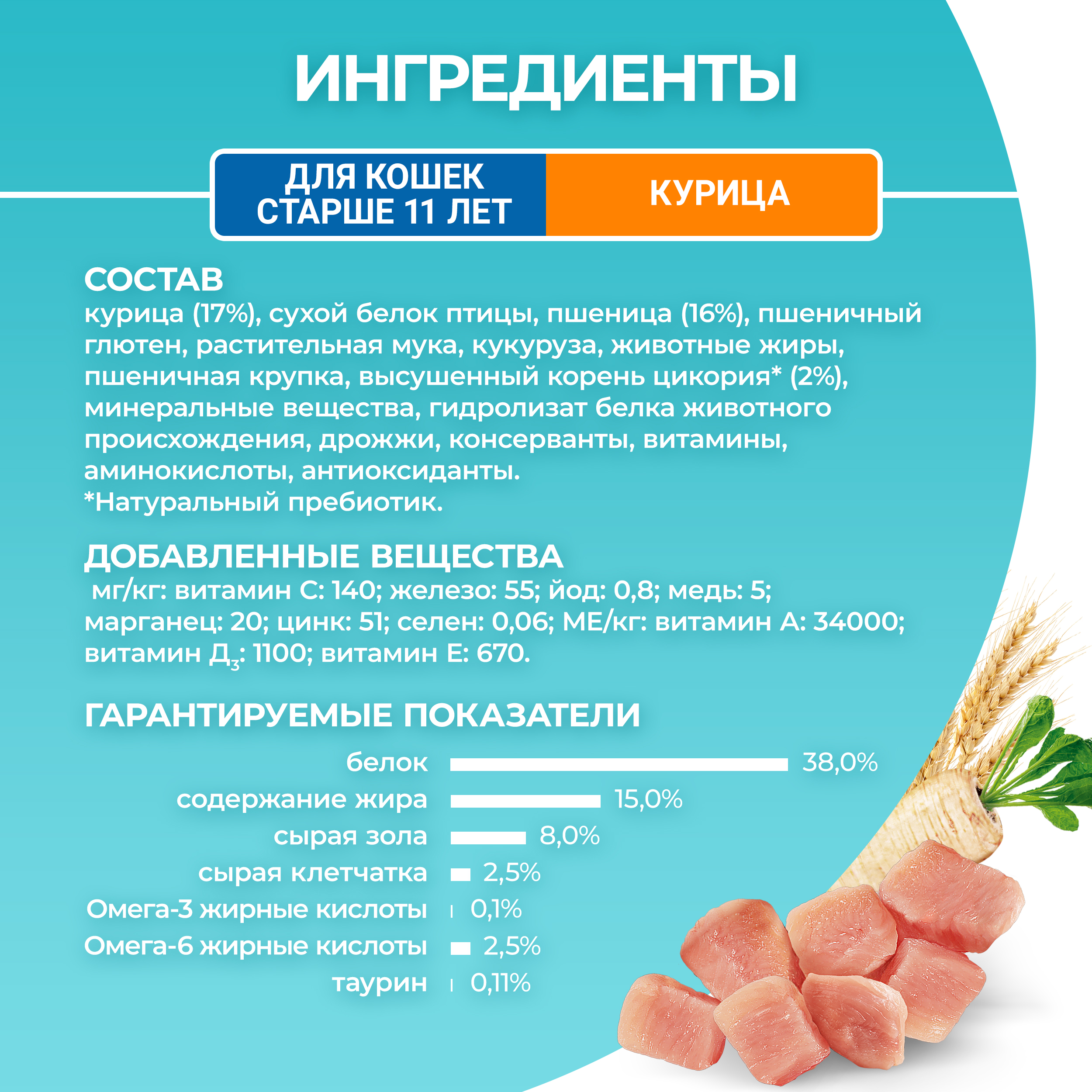 Сухой корм PURINA ONE® для пожилых кошек старше 11 лет с курицей 750 г