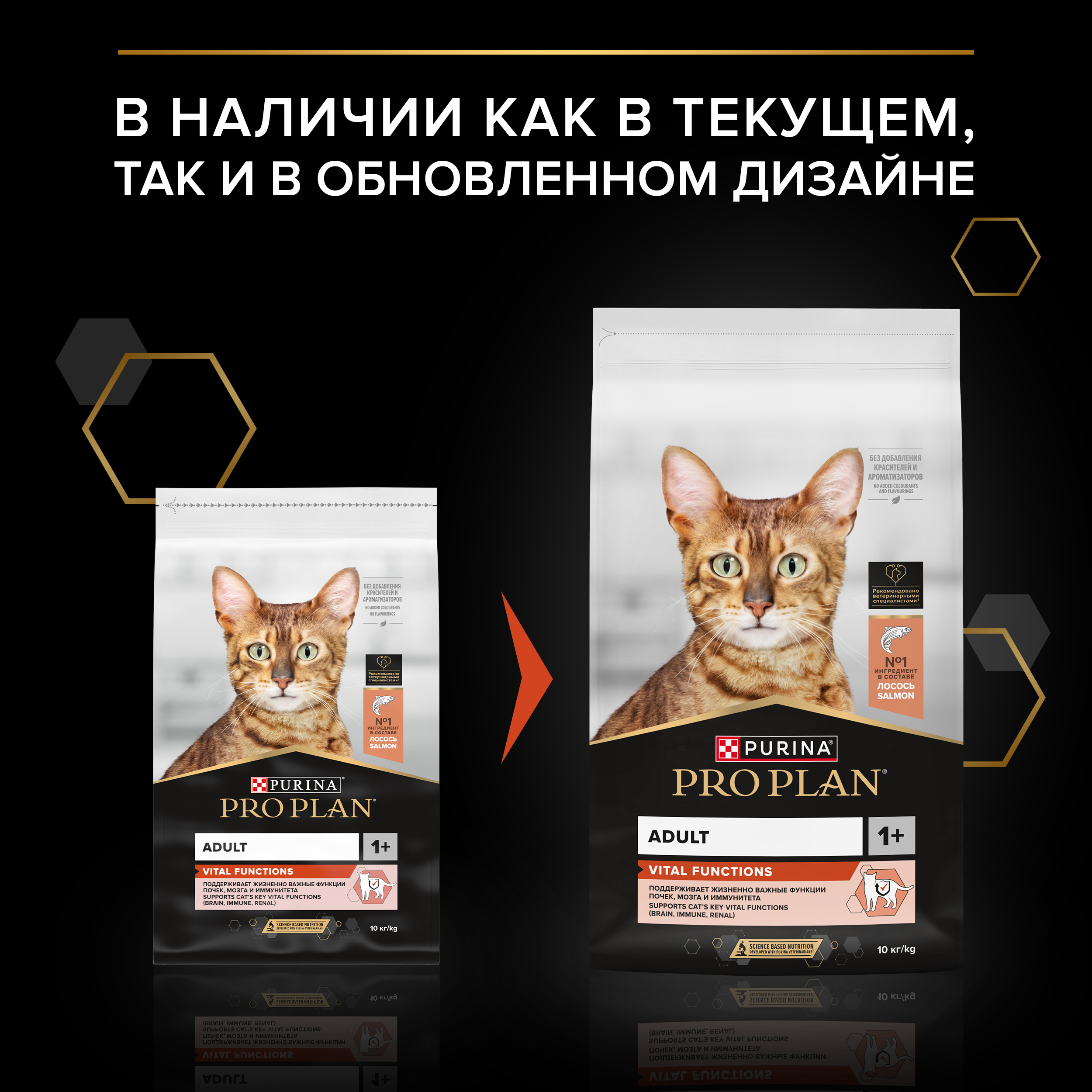 Сухой корм PRO PLAN® VITAL FUNCTIONS для взрослых кошек для поддержания функций почек, мозга и иммунитета с лососем, 10 кг
