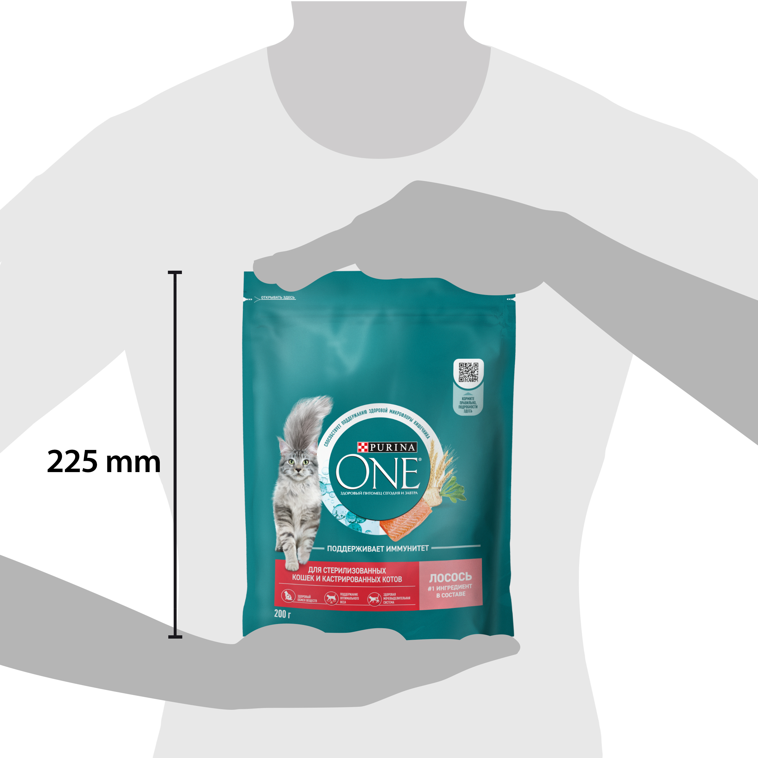 Сухой корм PURINA ONE® для стерилизованных кошек и кастрированных котов с лососем 200 г