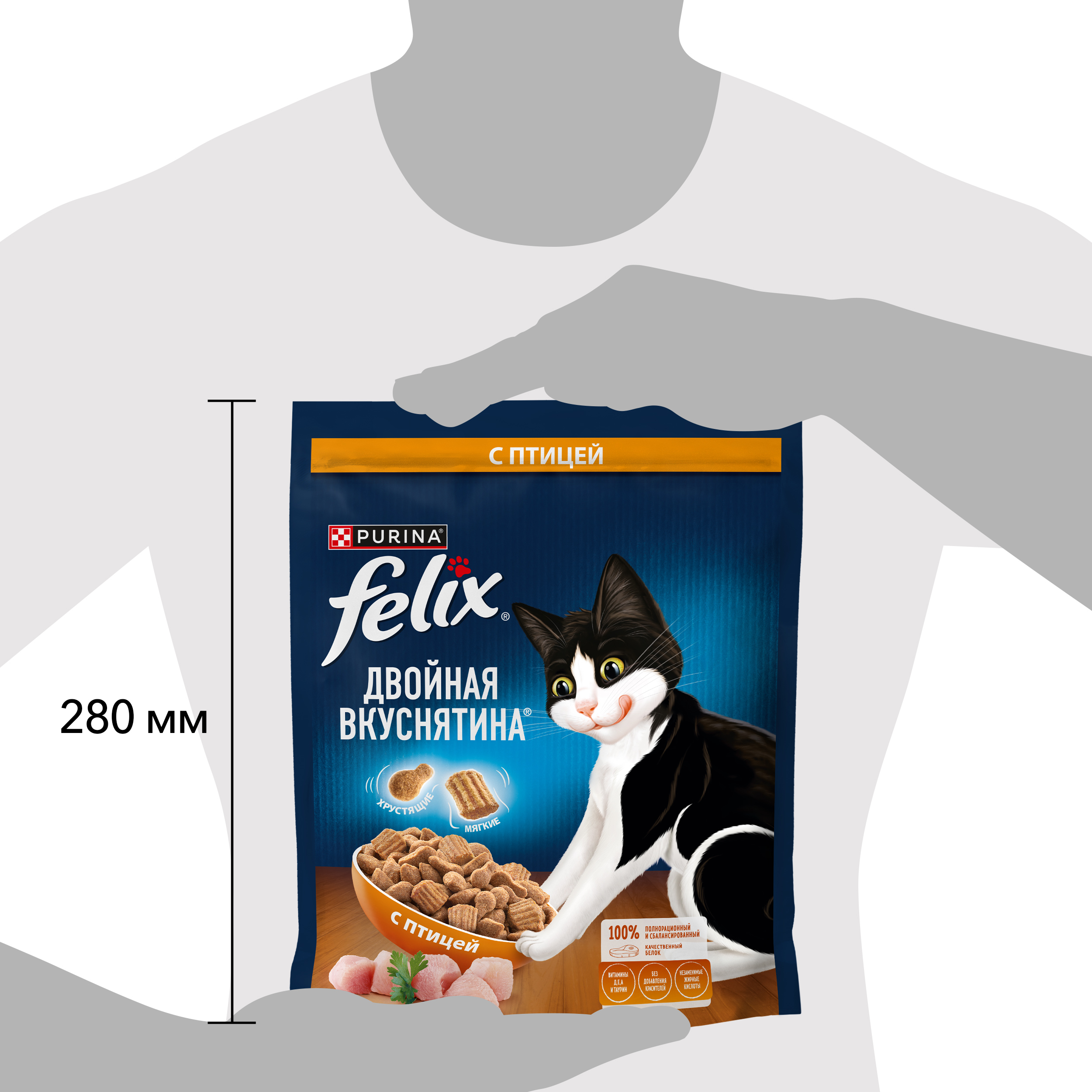 Сухой корм FELIX® Двойная Вкуснятина для кошек с птицей 600 г