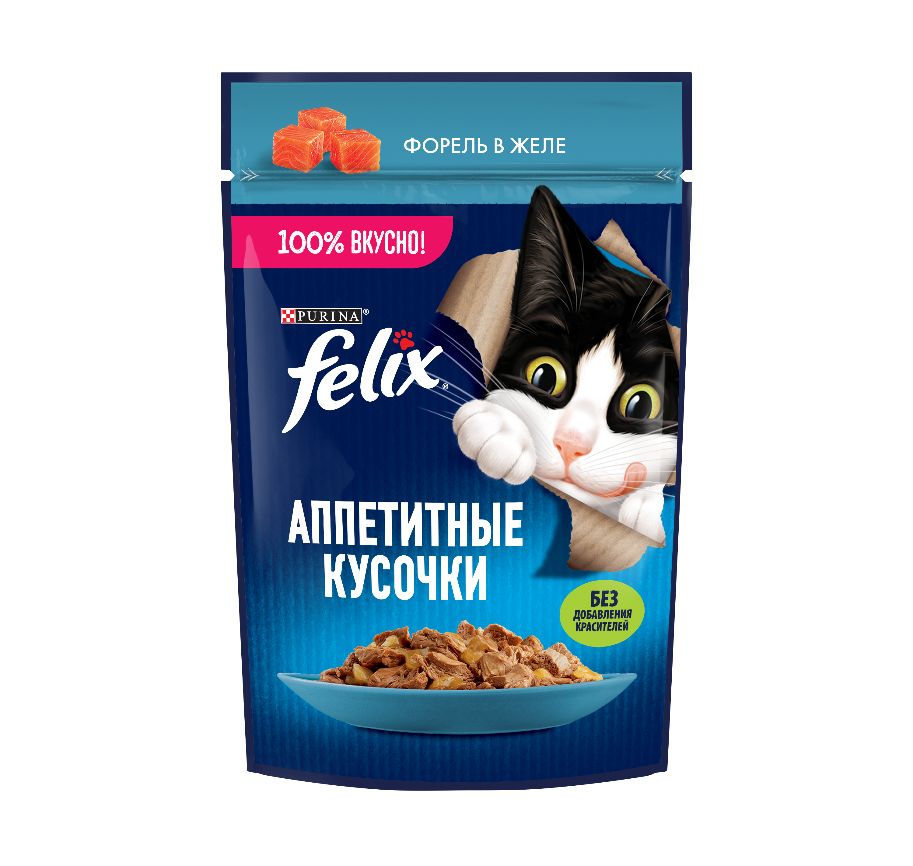 Влажный корм FELIX® Аппетитные кусочки для кошек, с форелью в желе 75 г х 26 шт