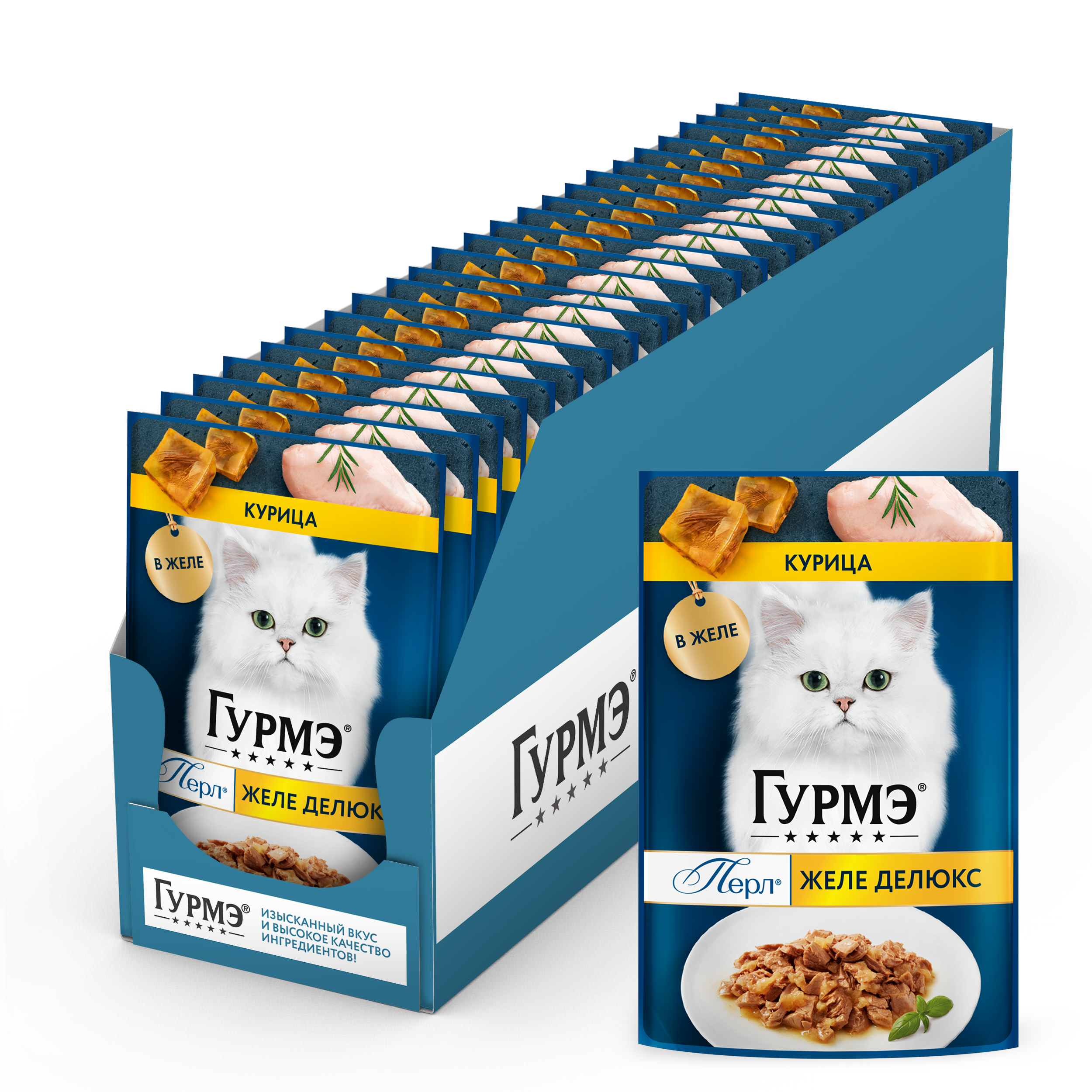 Влажный корм для кошек ГУРМЭ® Желе Де-Люкс с курицей в желе 75 г х 26 шт.