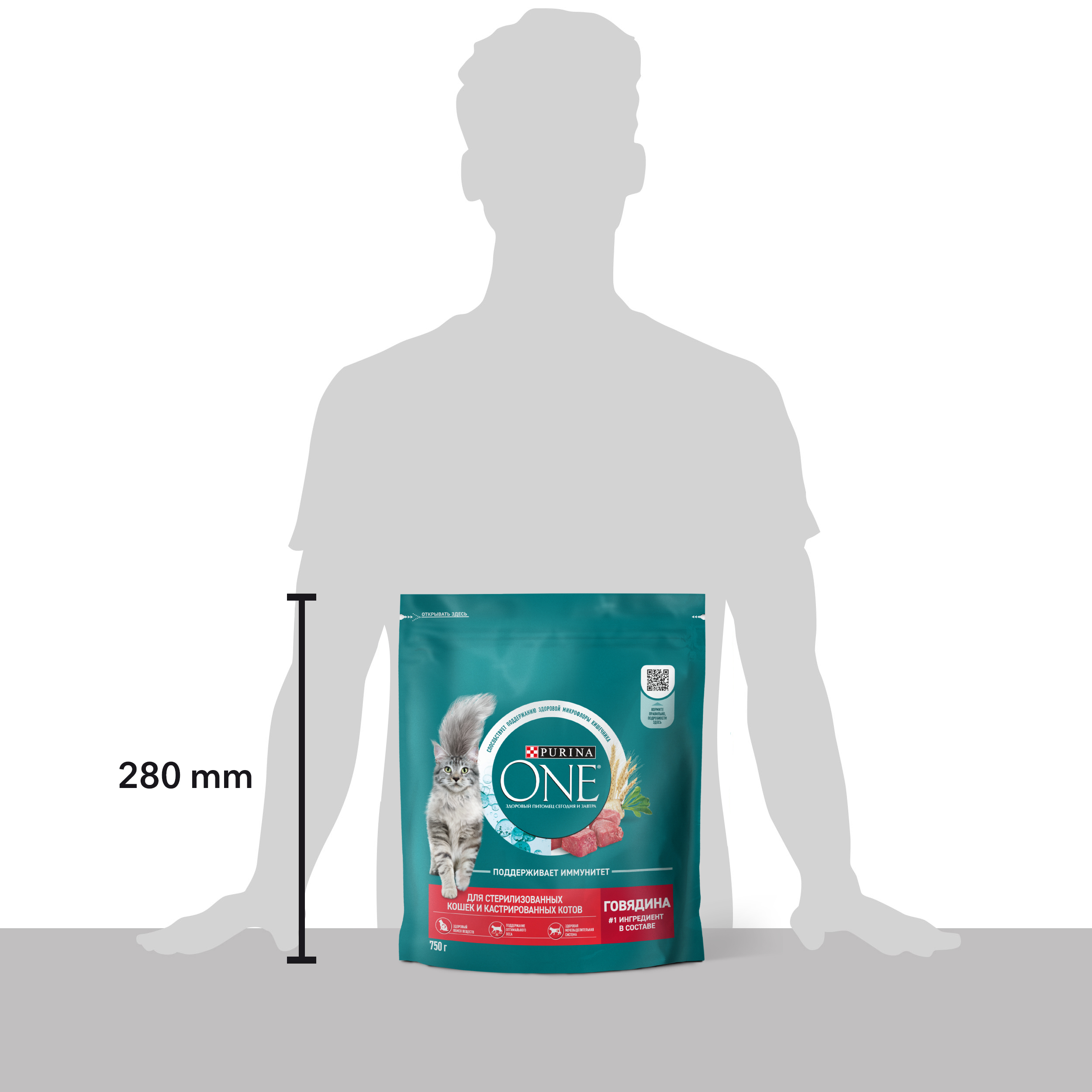 Сухой корм PURINA ONE® для стерилизованных кошек и кастрированных котов с говядиной 750 г