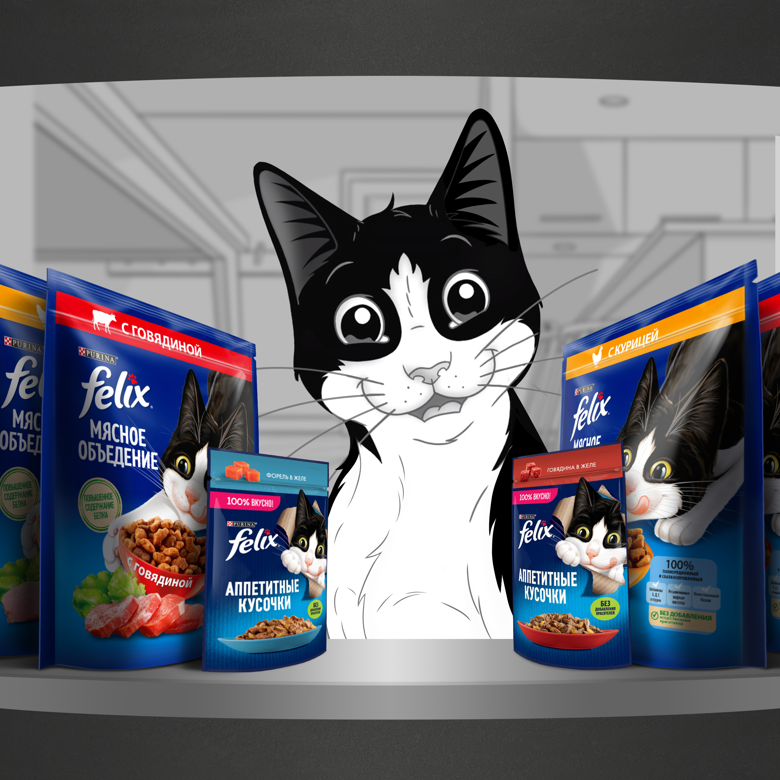 Сухой корм для кошек FELIX® Мясное объедение с говядиной 600 г