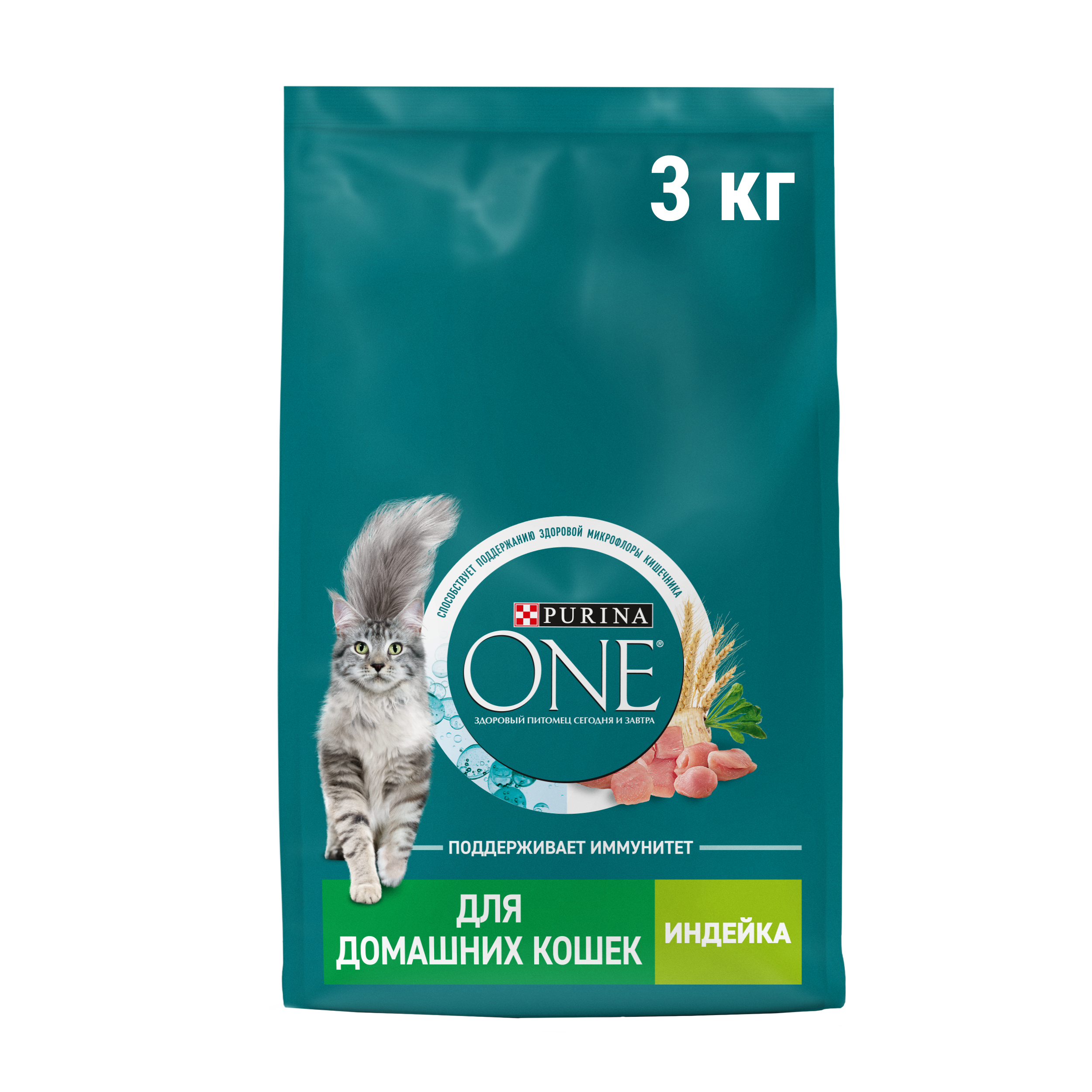 Сухой корм PURINA ONE® для взрослых домашних кошек с индейкой 3 кг