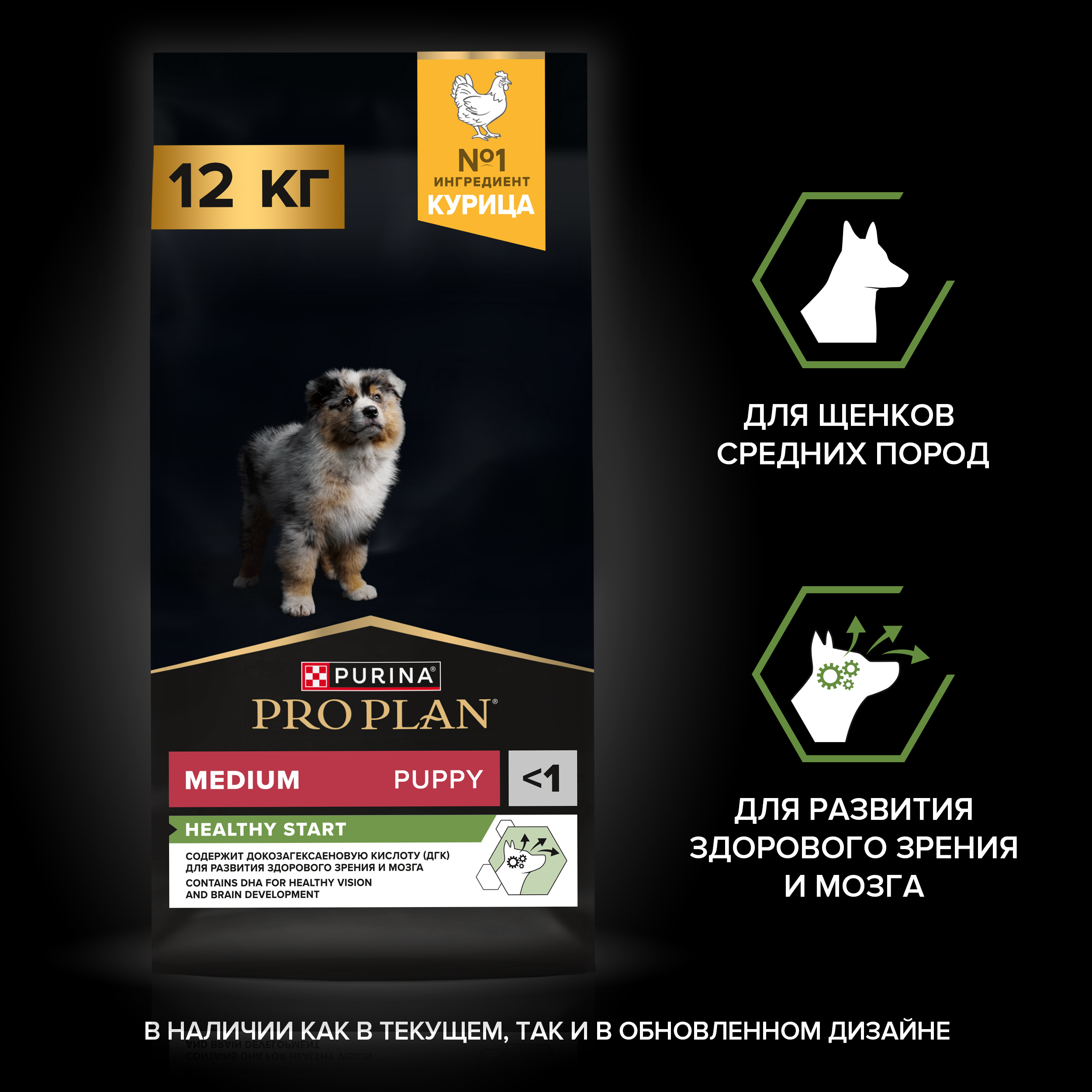 Сухой корм PRO PLAN® HEALTHY START® для щенков средних пород, c курицей, 12 кг