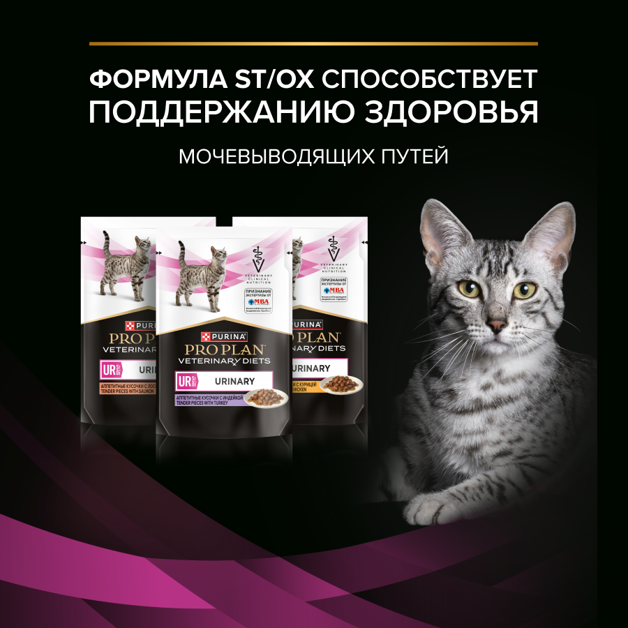 Влажный корм для кошек диетический PRO PLAN® VETERINARY DIETS UR ST/OX Urinary при болезнях нижних отделов мочевыводящих путей, с курицей, 85 г x 26 шт.