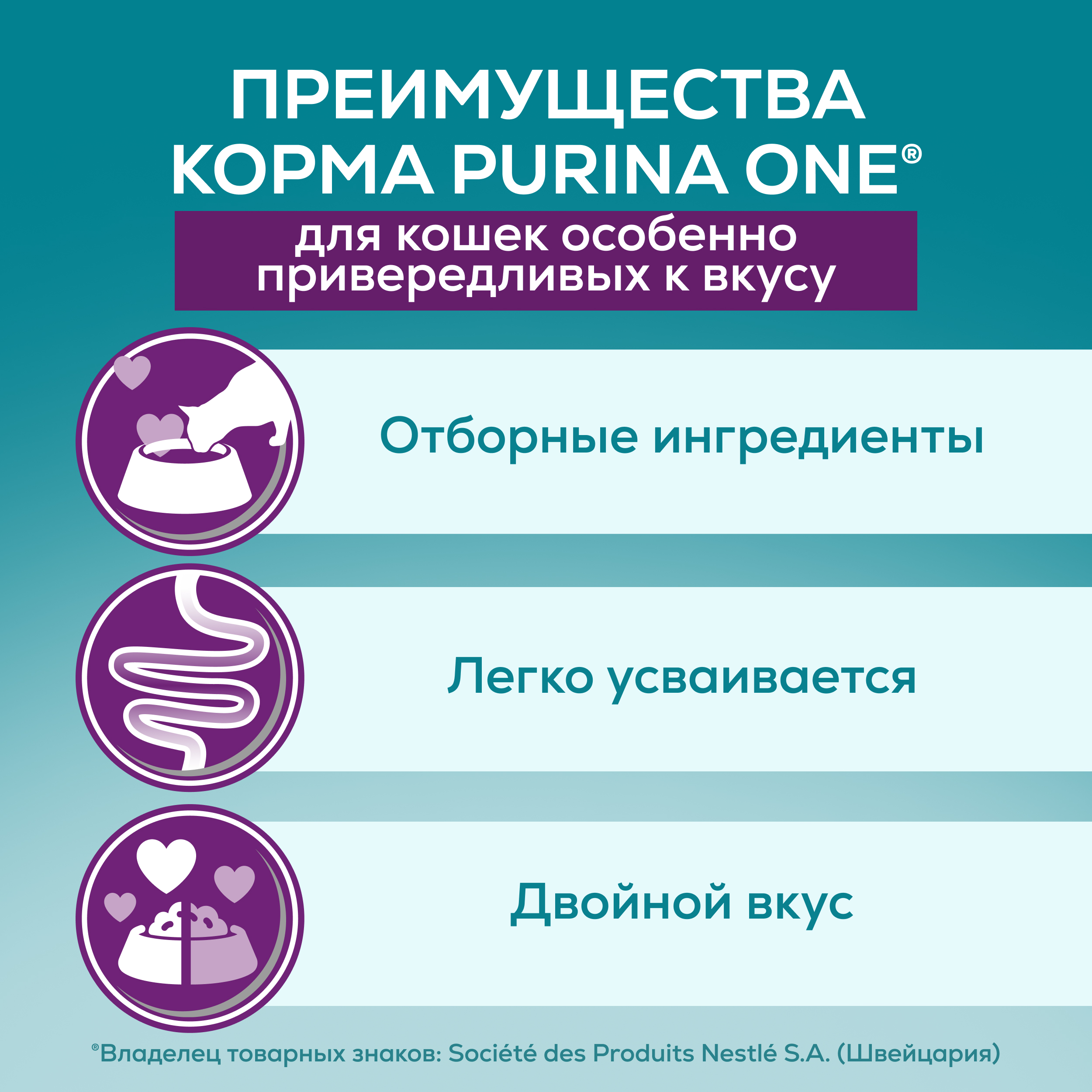 Влажный корм PURINA ONE® для кошек особенно привередливых к вкусу, индейка и утка с морковью, 75г х 26 шт