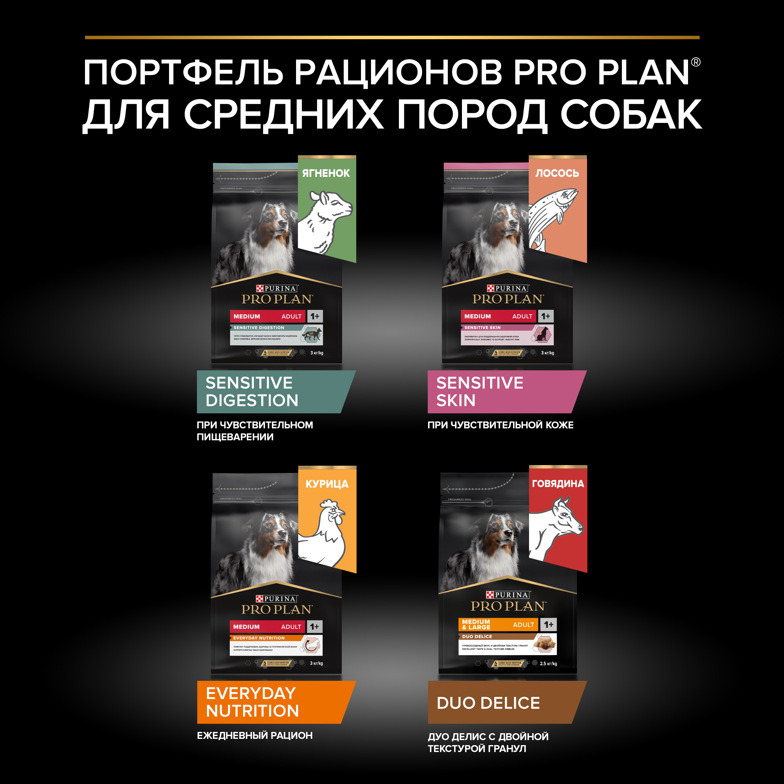 Сухой корм PRO PLAN® SENSITIVE SKIN для взрослых собак средних пород с чувствительной кожей с лососем, 3 кг