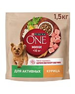 Сухой корм Purina ONE® МИНИ для активных собак мелких пород с курицей и рисом 1.5кг