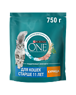 Сухой корм PURINA ONE® для пожилых кошек старше 11 лет с курицей 750 г