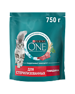 Сухой корм PURINA ONE® для стерилизованных кошек и кастрированных котов с говядиной 750 г