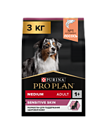 Сухой корм PRO PLAN® SENSITIVE SKIN для взрослых собак средних пород с чувствительной кожей с лососем, 3 кг
