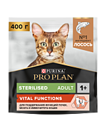 Сухой корм PRO PLAN® Sterilised VITAL FUNCTIONS для стерилизованных кошек для поддержания функций почек, мозга и иммунитета с лососем, 400 г