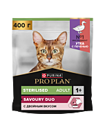 Сухой корм PRO PLAN® Sterilised SAVOURY DUO для взрослых стерилизованных привередливых кошек с уткой и с печенью, 400 г