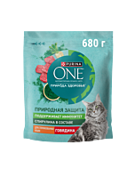 Сухой корм PURINA ONE® Природа Здоровья® для стерилизованных кошек и кастрированных котов с говядиной, 680 г