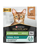 Сухой корм PRO PLAN® Sterilised RENAL PLUS для взрослых стерилизованных кошек для поддержания здоровья почек с лососем, 400 г